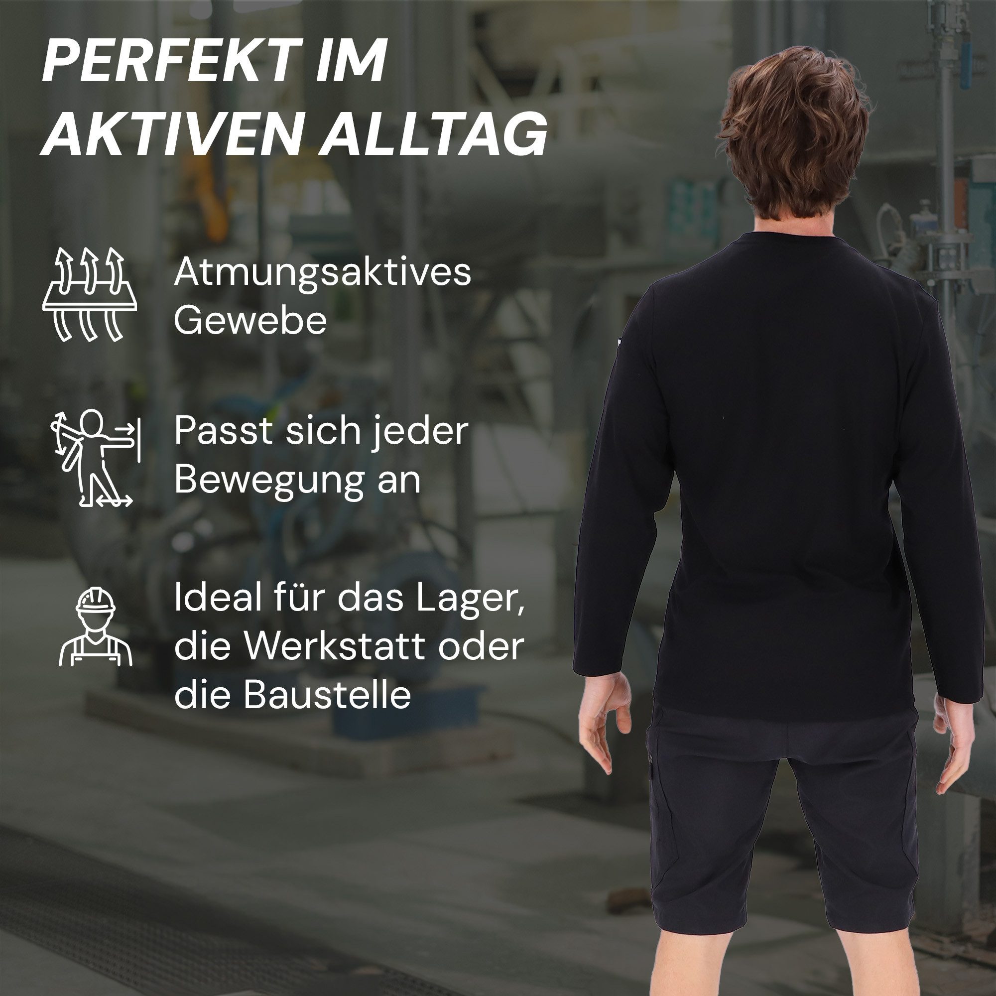 PUMA Workwear Longsleeve ADVANCED Langarm Shirt Herren mit Utility Fach am Oberarm Robustes und atmungsaktives Gewebe - Für Handwerk und Logistik – Bild 4 von 5
