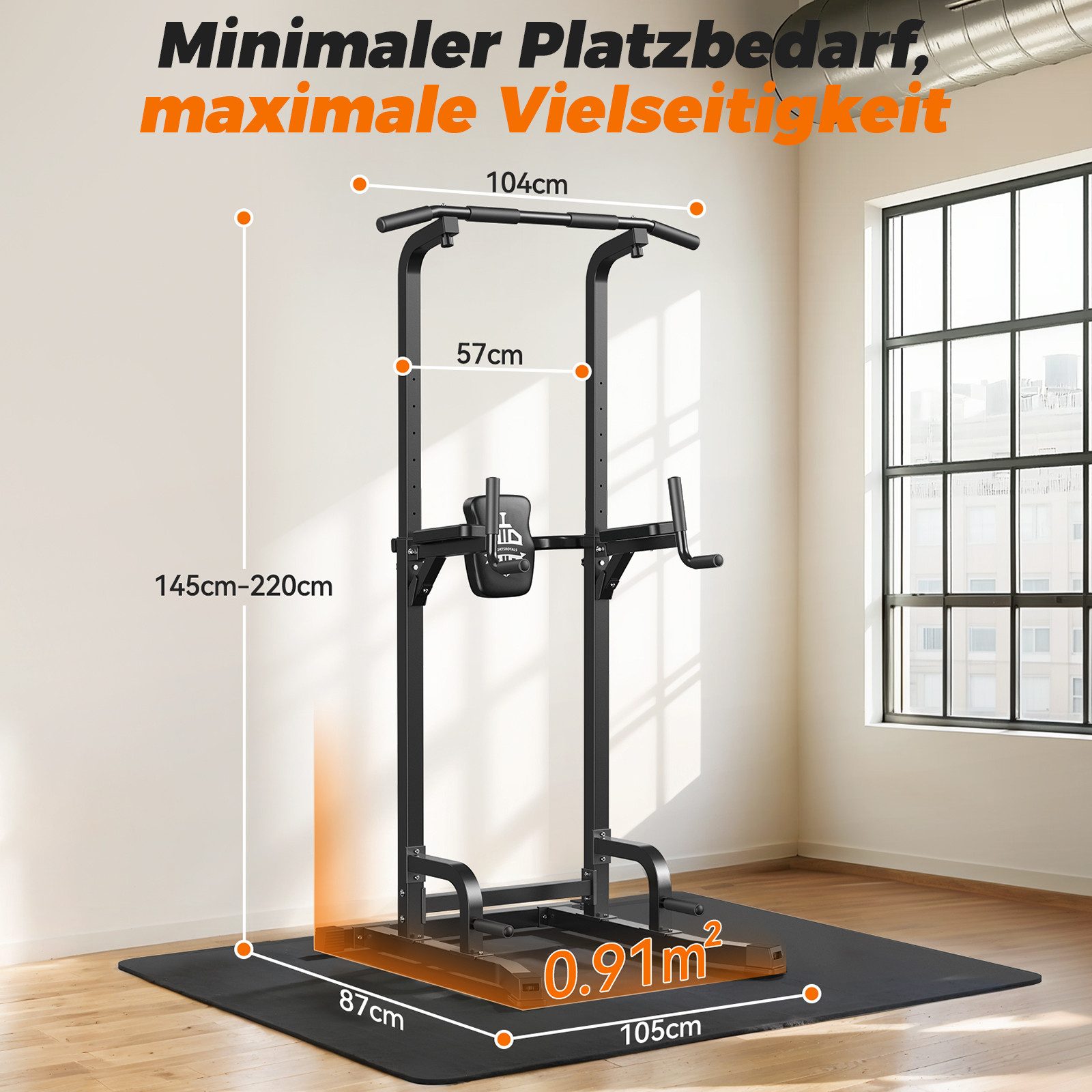Sportsroyals Klimmzugstange für Zuhause & Heimfitness, bis 180 kg Belastung (1-tlg), Power Tower, Dip-Station, Kraftstation