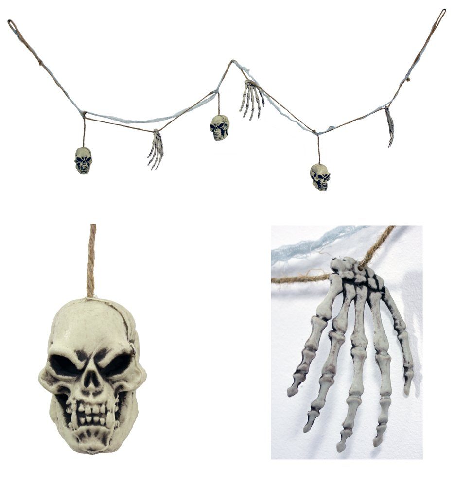 Das Kostümland Girlande Knochen und Totenkopf Dekokette - 180 cm, Аксессуары для дома Halloween