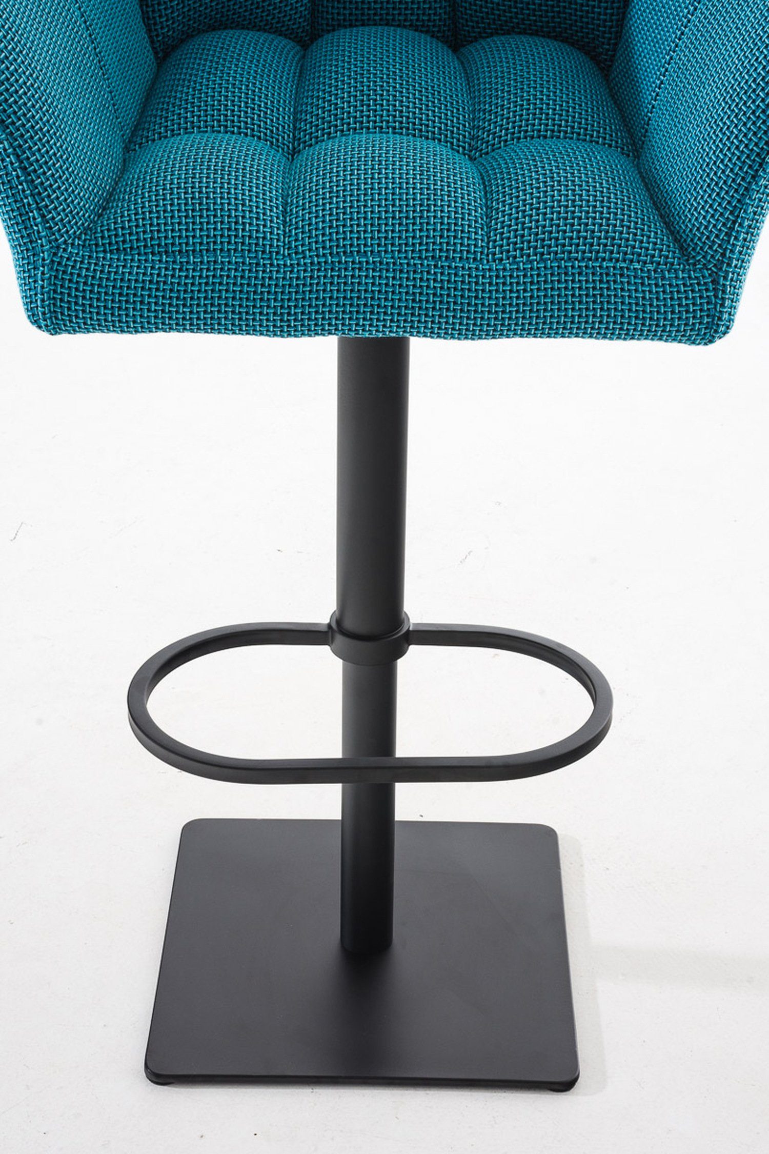 Barhocker - Metall Türkis Fußstütze 360° - & (mit für Damaso Sitzfläche: Küche), und matt Stoff Rückenlehne - TPFLiving schwarz Theke Hocker drehbar