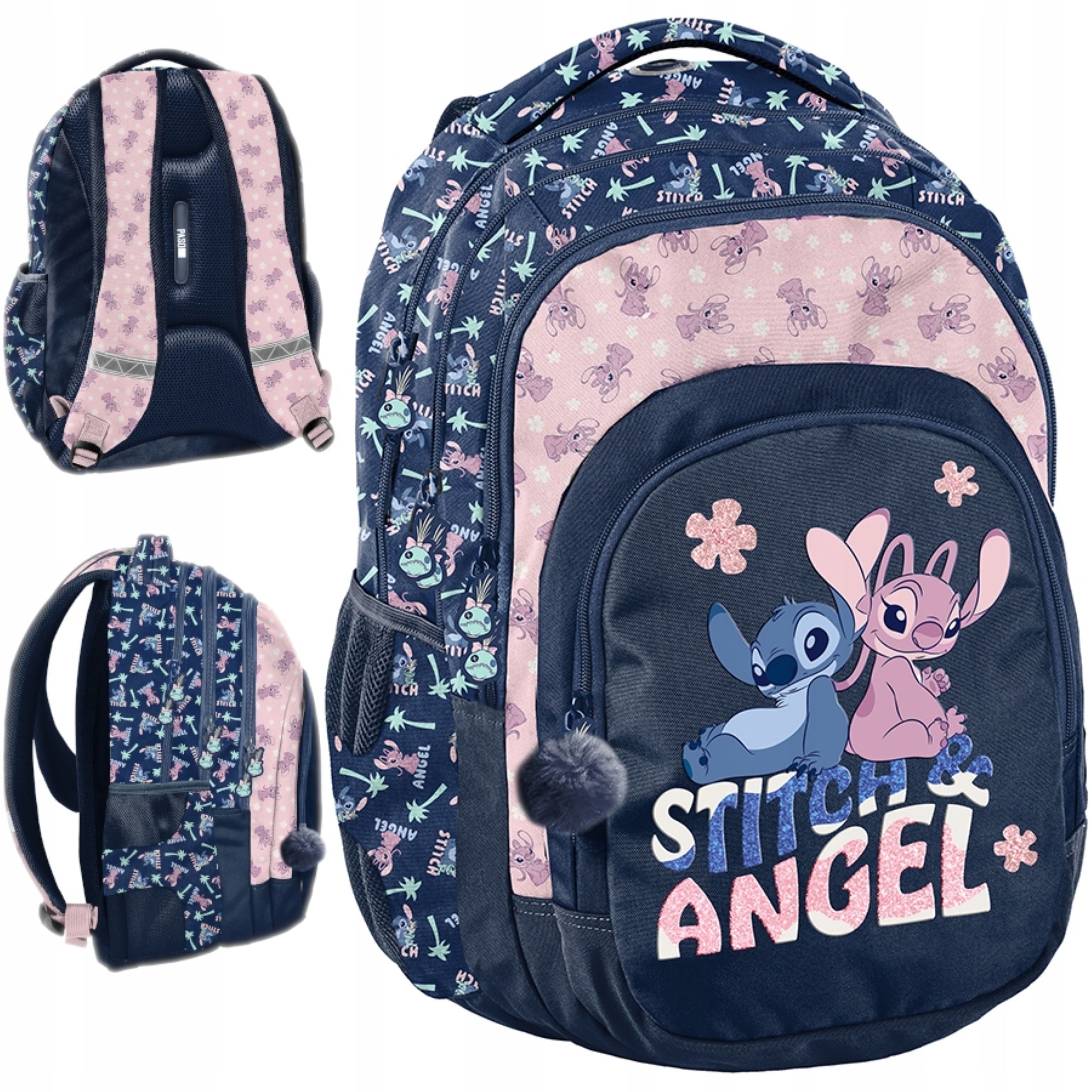 PASO Schulrucksack Disney Stitch Schulrucksack Mädchen PASO 3 Fächer Klasse 4–6 (1-tlg)