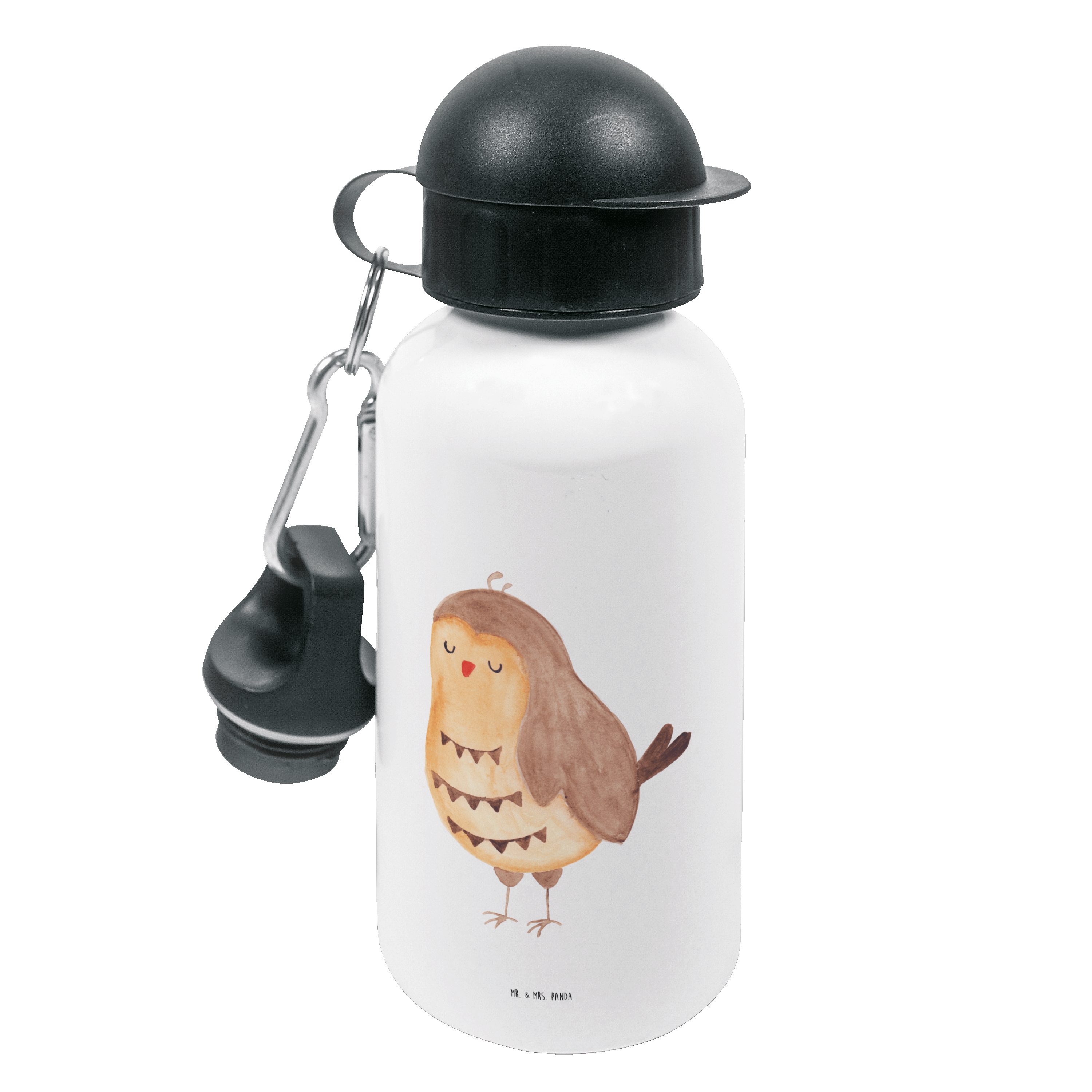 Mr. & Mrs. Panda Trinkflasche Eule Zufrieden - Weiß - Geschenk, Geschenk Hochzeitstag, Mädchen, Kin