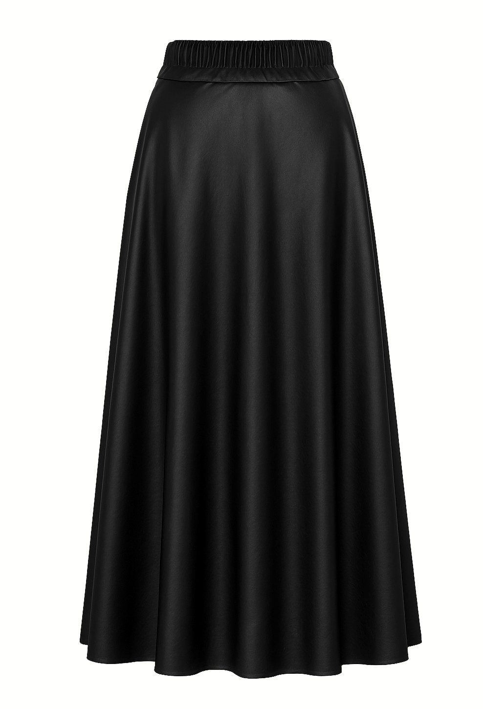 Mississhop Lederimitatrock Damen A-Linien langer Rock aus Kunstleder M.404
