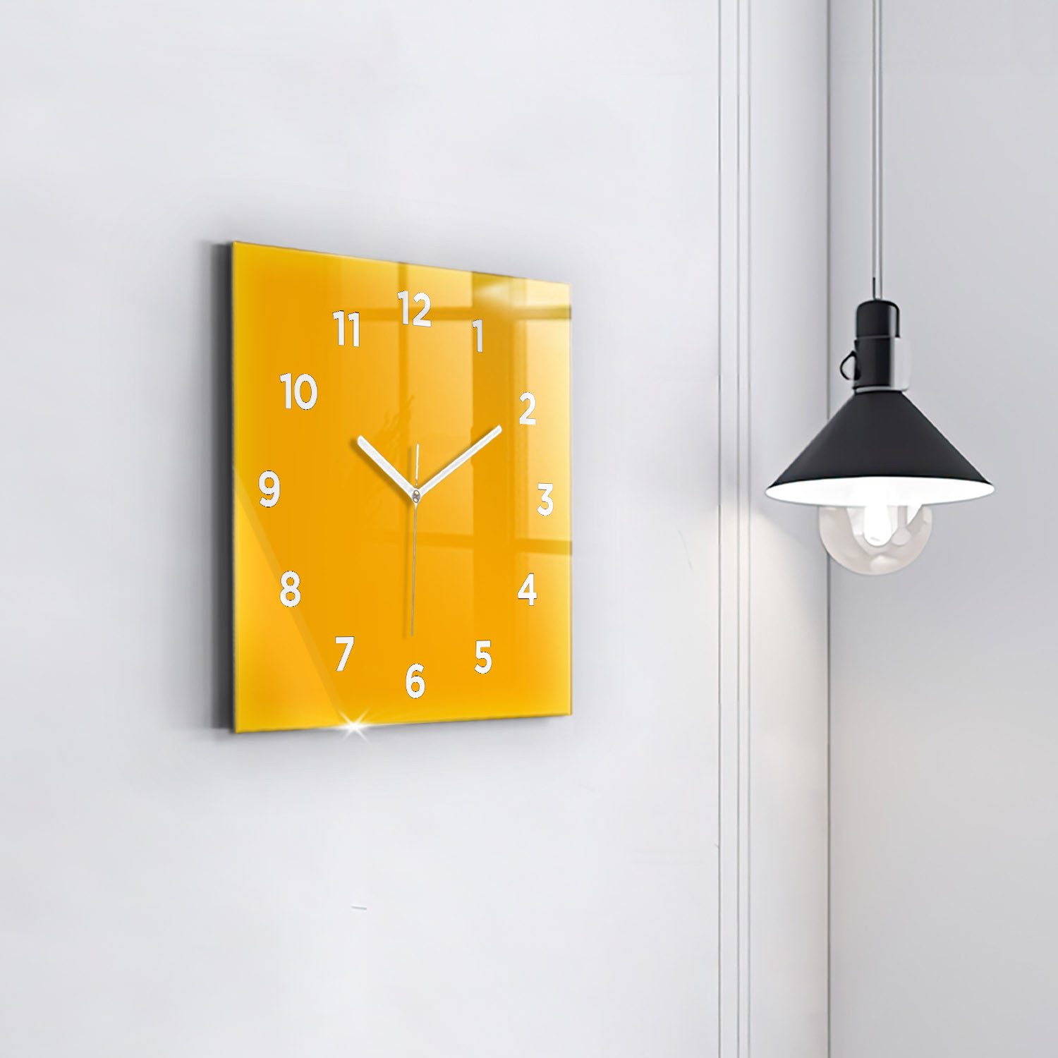 Tulup Wanduhr Glasuhr Modernistische Glaswanduhr 30x30cm Uhr aus gehärtetem Glas