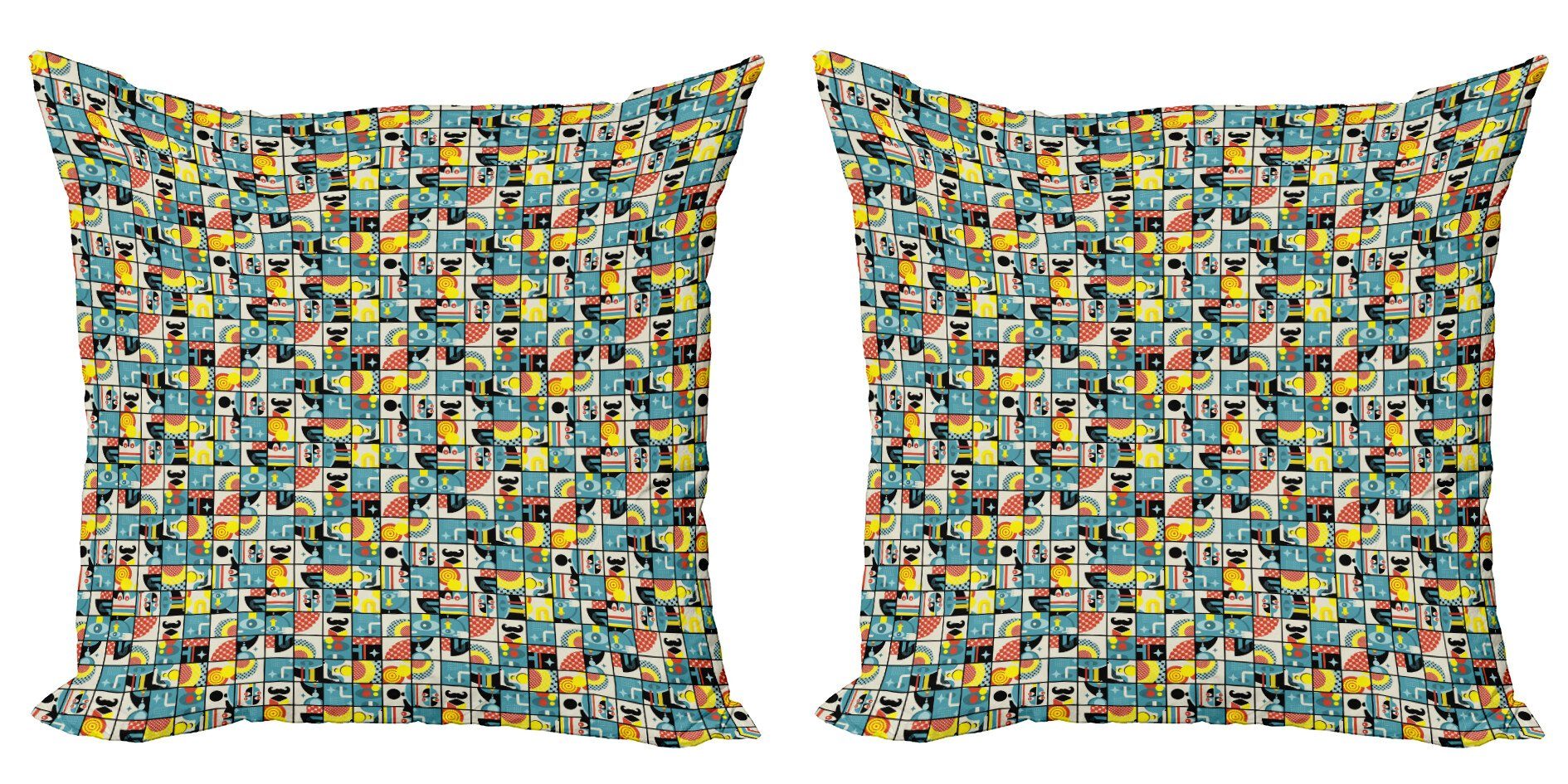 Komponenten-Quadrate-Design Kissenbezüge Kunst Die Stück), Abakuhaus (2 Accent Doppelseitiger verrückte Digitaldruck, Modern