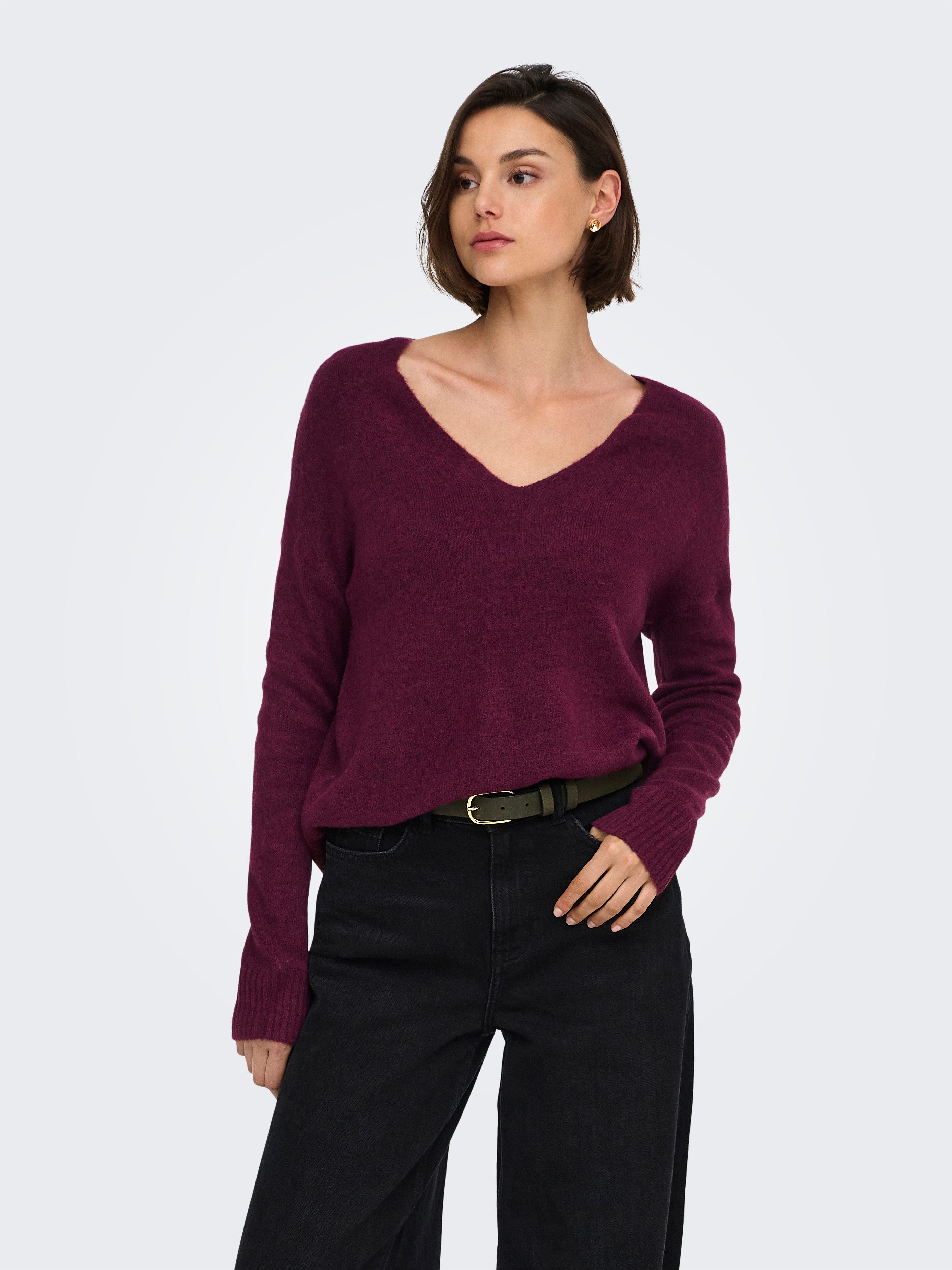 JDY V-Ausschnitt-Pullover JDYELANORA L/S V-NECK PULLO. KNT NOOS mit leicht überschnittenen Schultern