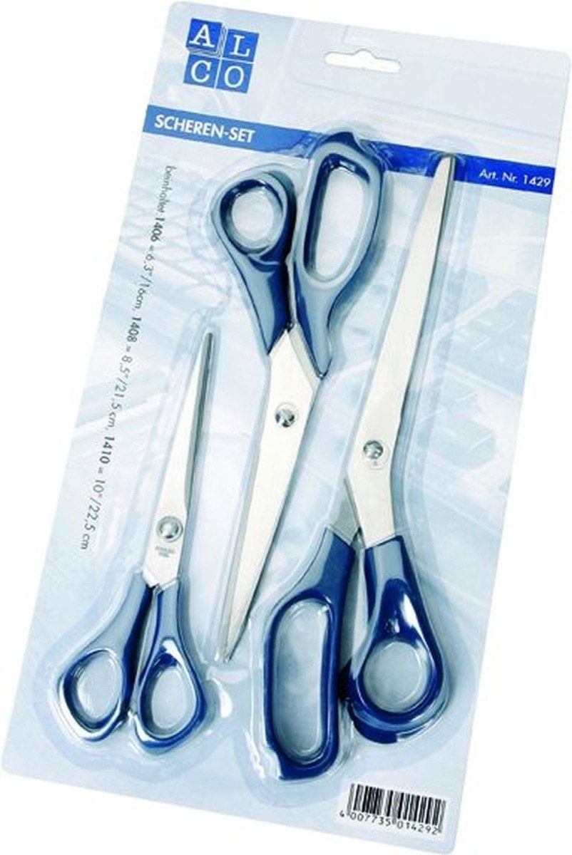 ALCO Papierscheren Scheren Set 3teilig blau