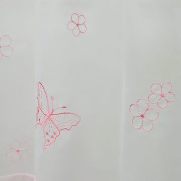 Scheibengardine, Joyswahl, Schlaufen (1 St), transparent, mit Schmetterling-Stickerei, Bistrogardine