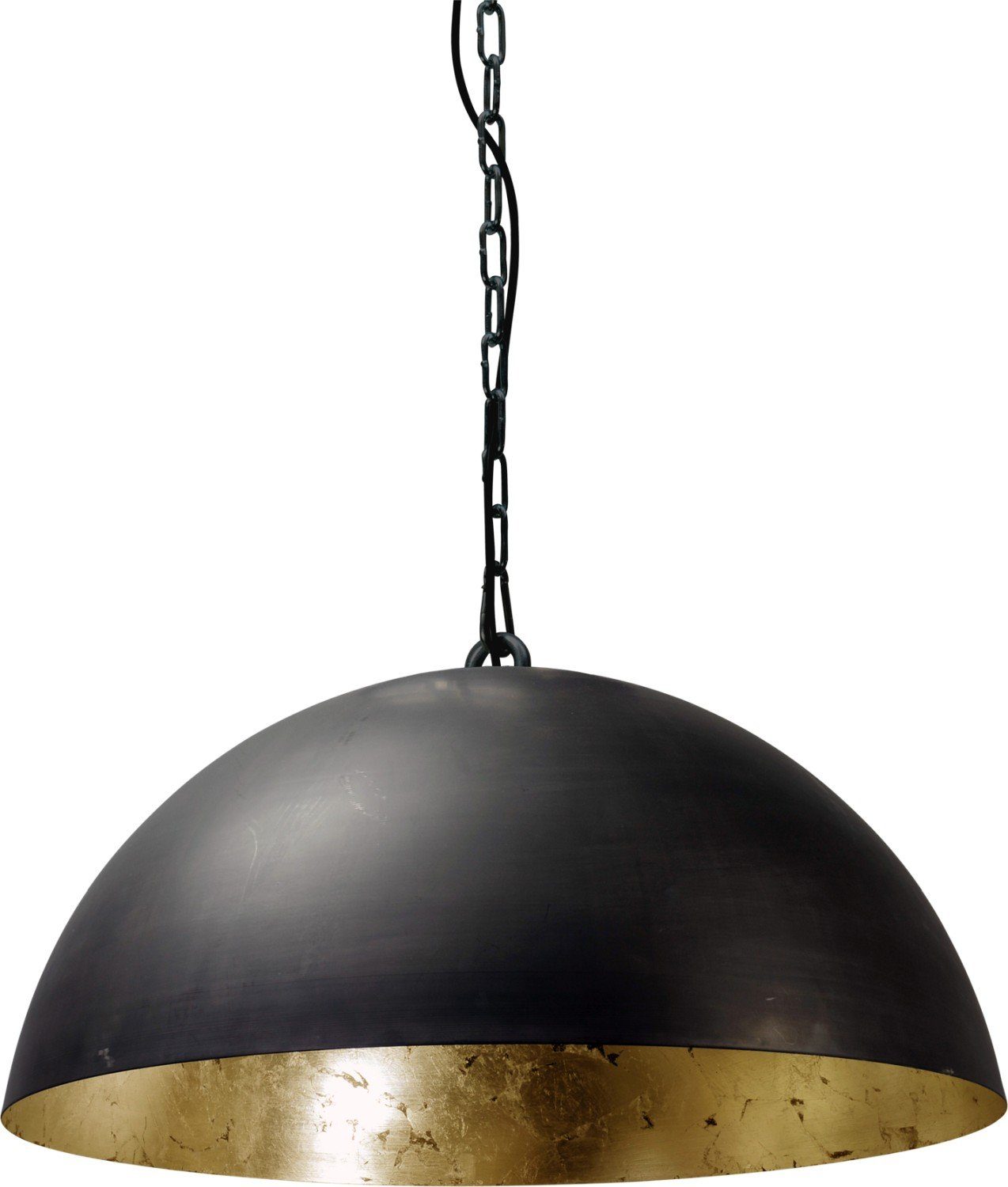 Licht-Erlebnisse Pendelleuchte LARINO, ohne Leuchtmittel, Hängeleuchte Metall E27 Gunmetal Grau Gold Ø 50 cm Industrial