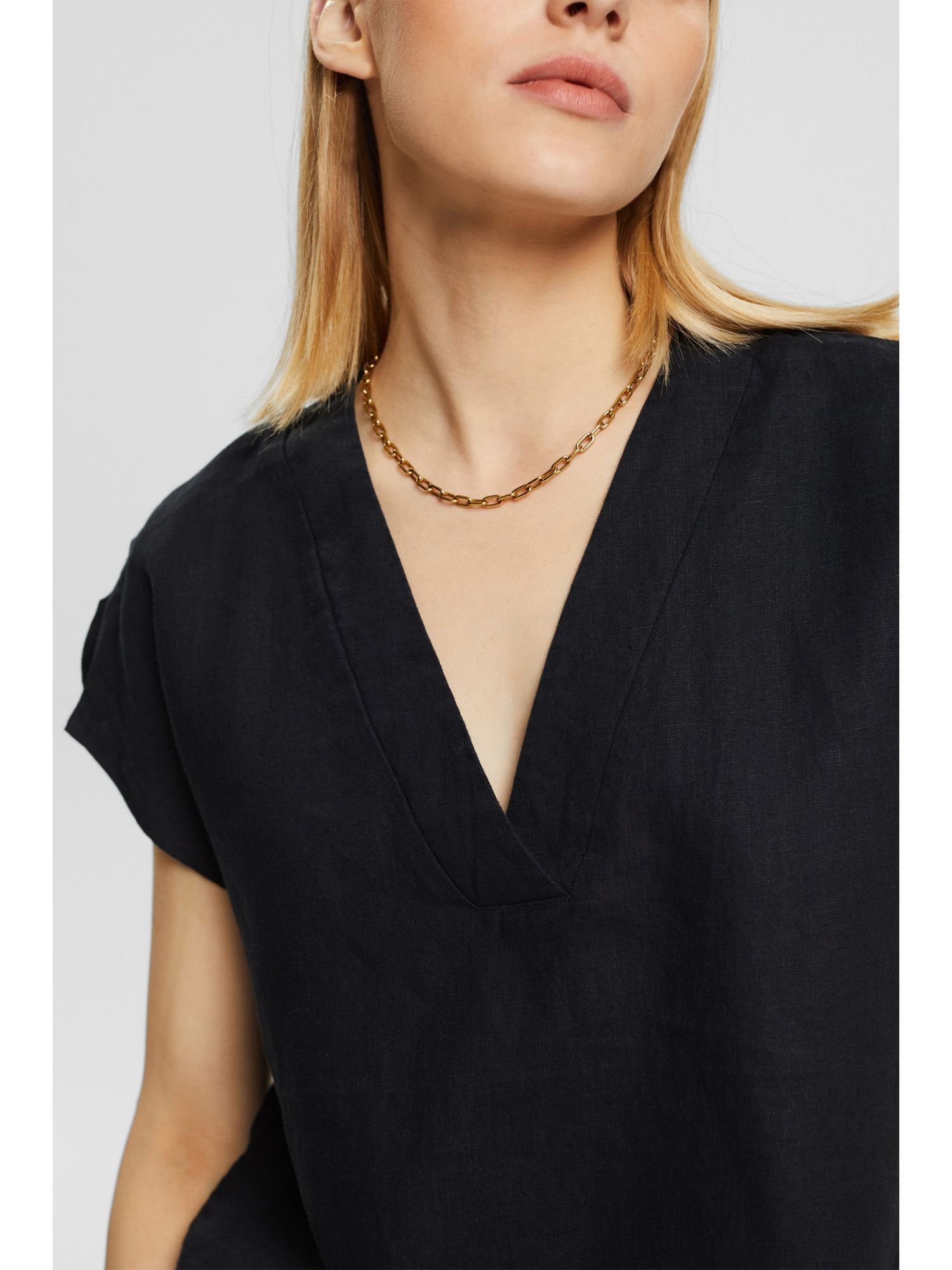 Damen Shirts Esprit Collection Kurzarmbluse Bluse aus 100% Leinen