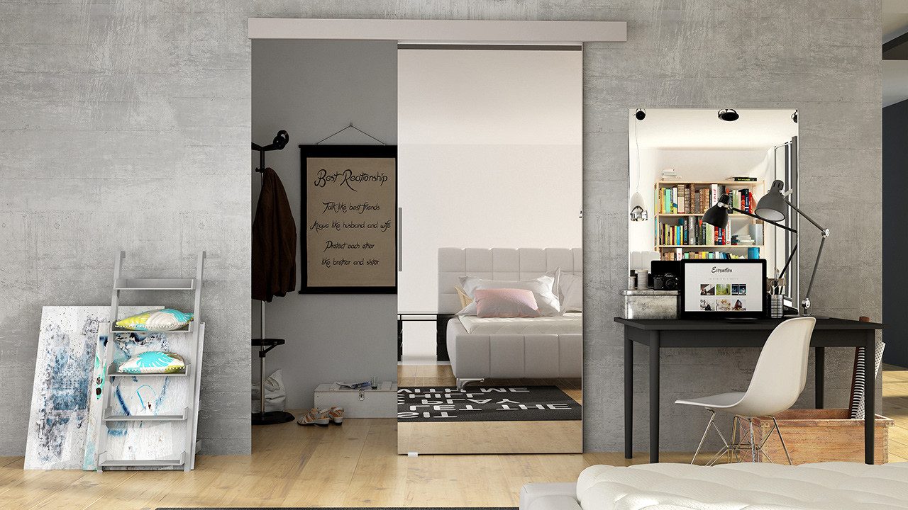 MIRJAN24 Schiebetür Marti 80 II (Universell - Links / Rechts), Solide Aluminiumgriffe, Selbstschließsystem, Frontspiegel – Bild 2 von 5