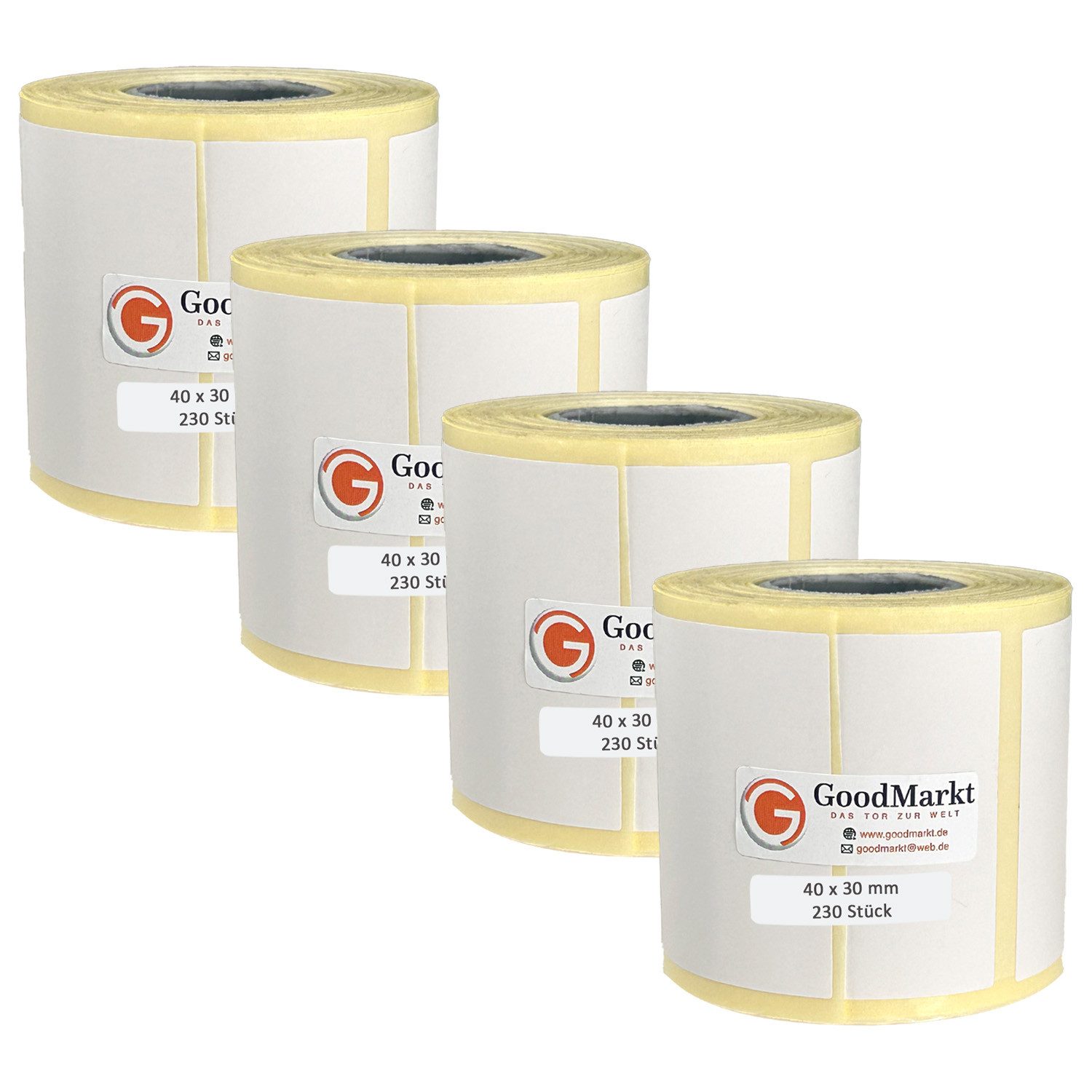 GoodMarkt Etiketten 40x30mm Selbstklebende Thermo Etiketten auf Rolle 230 Labels, Adressetiketten Haushaltsetiketten Bedruckbar Aufkleber für Büro Küche