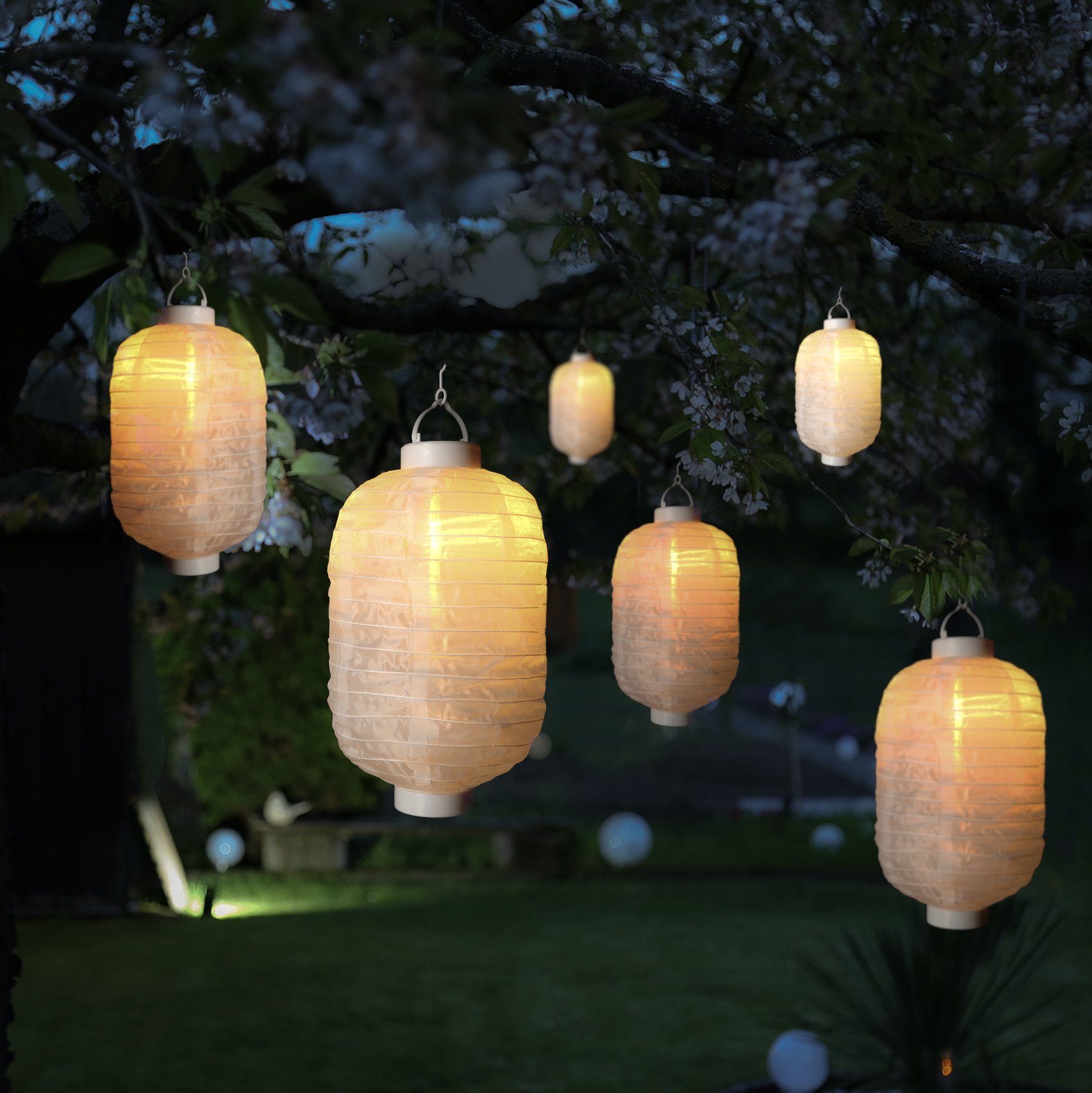MARELIDA LED Lampion LED Solar Lampion für Balkon Terrasse Garten 30cm Lichtsensor