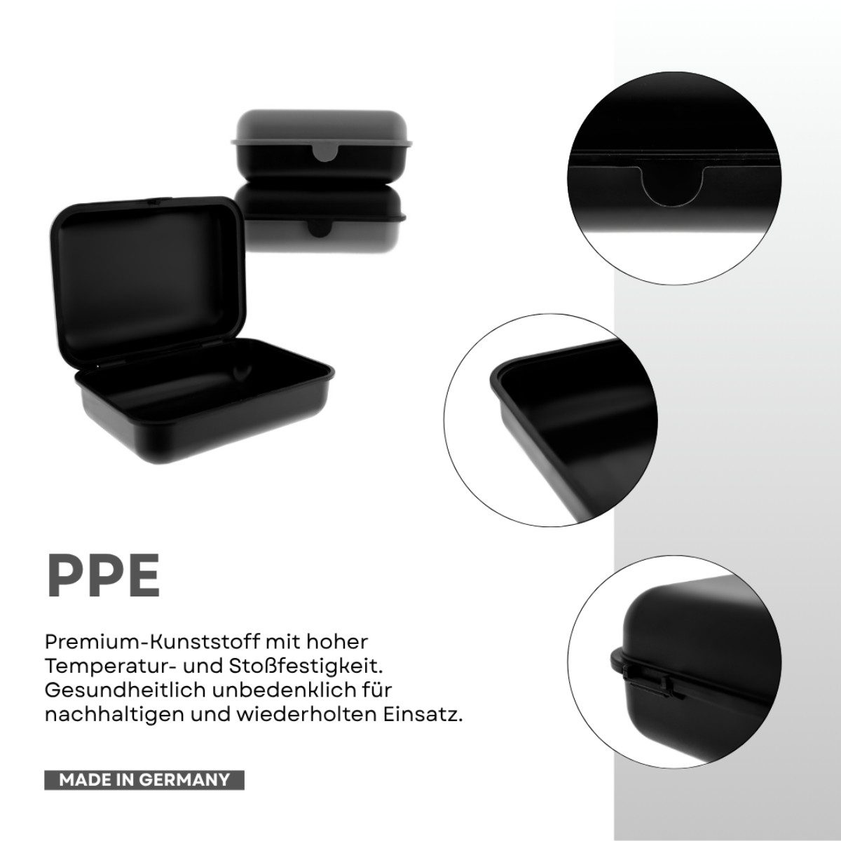 COFI 1453 Lunchbox Brotdosen 3er-Set Frühstücksbox spülmaschinenfest, stapelbar, 1000 ml, Kunststoff, (3-tlg., 3er Set), Made in Germany – Bild 4 von 5