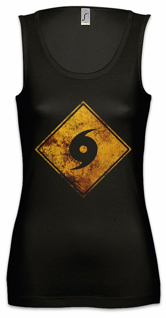 Tanktop Hurricane Warning Sign Ärmelloses Damen T-Shirt Warnung Schild