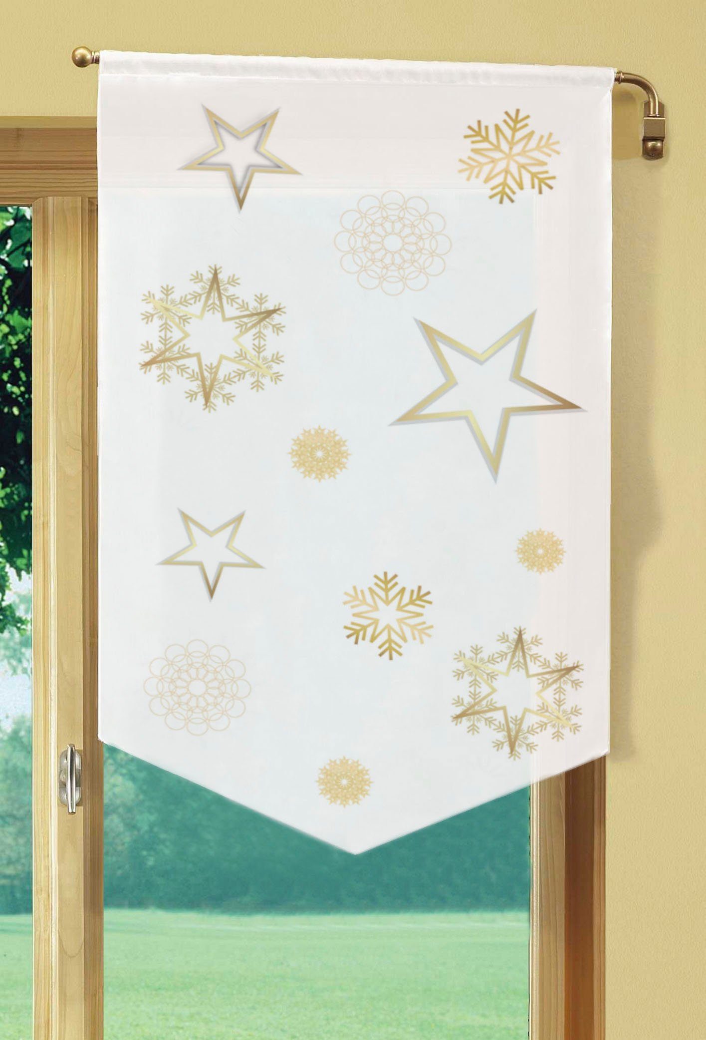 Vorhang STARIO, HOME WOHNIDEEN, St), digital Stangendurchzug Voile, bedruckt (1 transparent, Fensterbehang Voile