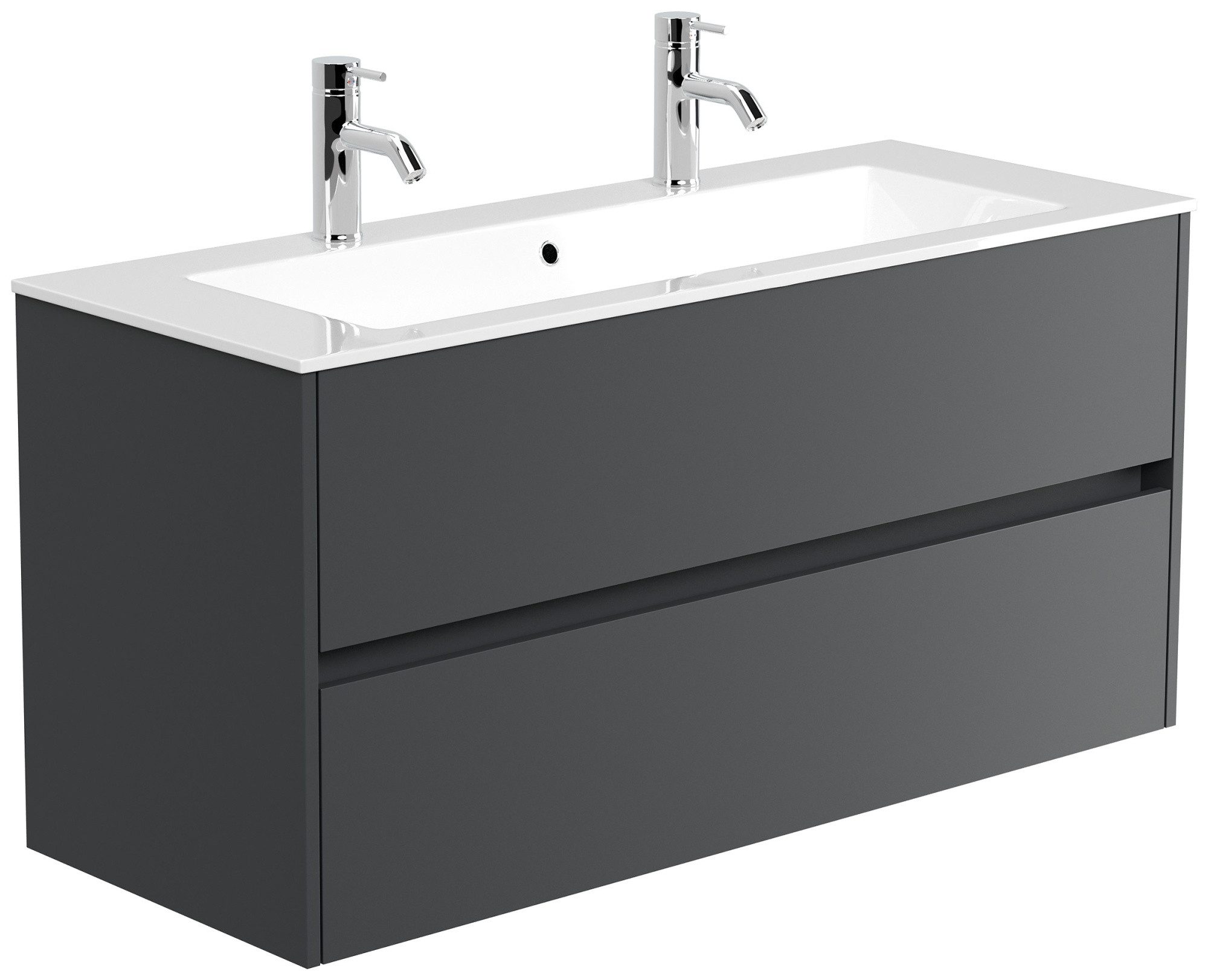 Magnolia Home Doppelwaschtisch Doppelbadmöbel Taifun & Waschtisch 120 cm 2 Greifraum SoftClose Grafit