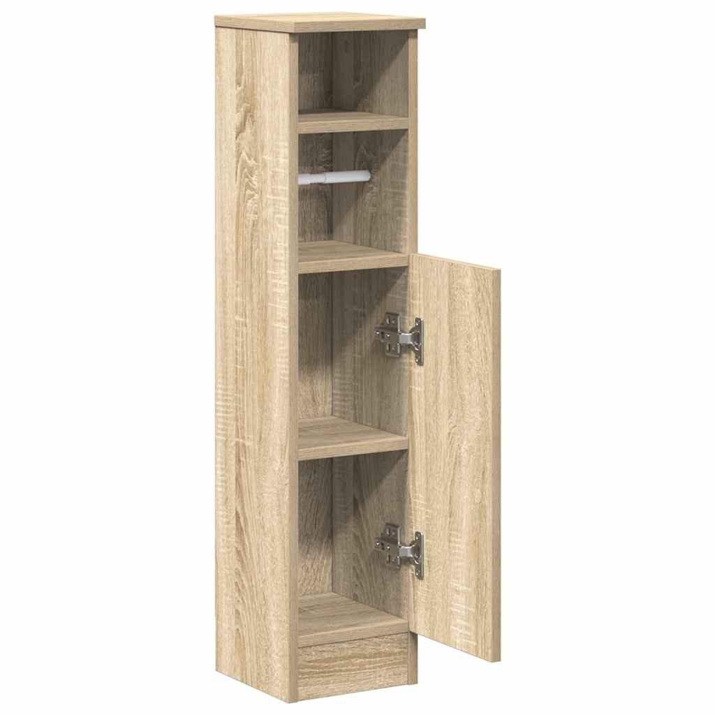 vidaXL Badezimmer-Set Badezimmerschrank mit Rollenhalter Sonoma-Eiche 20,5x22x90 cm, (1-St) – Bild 5 von 5