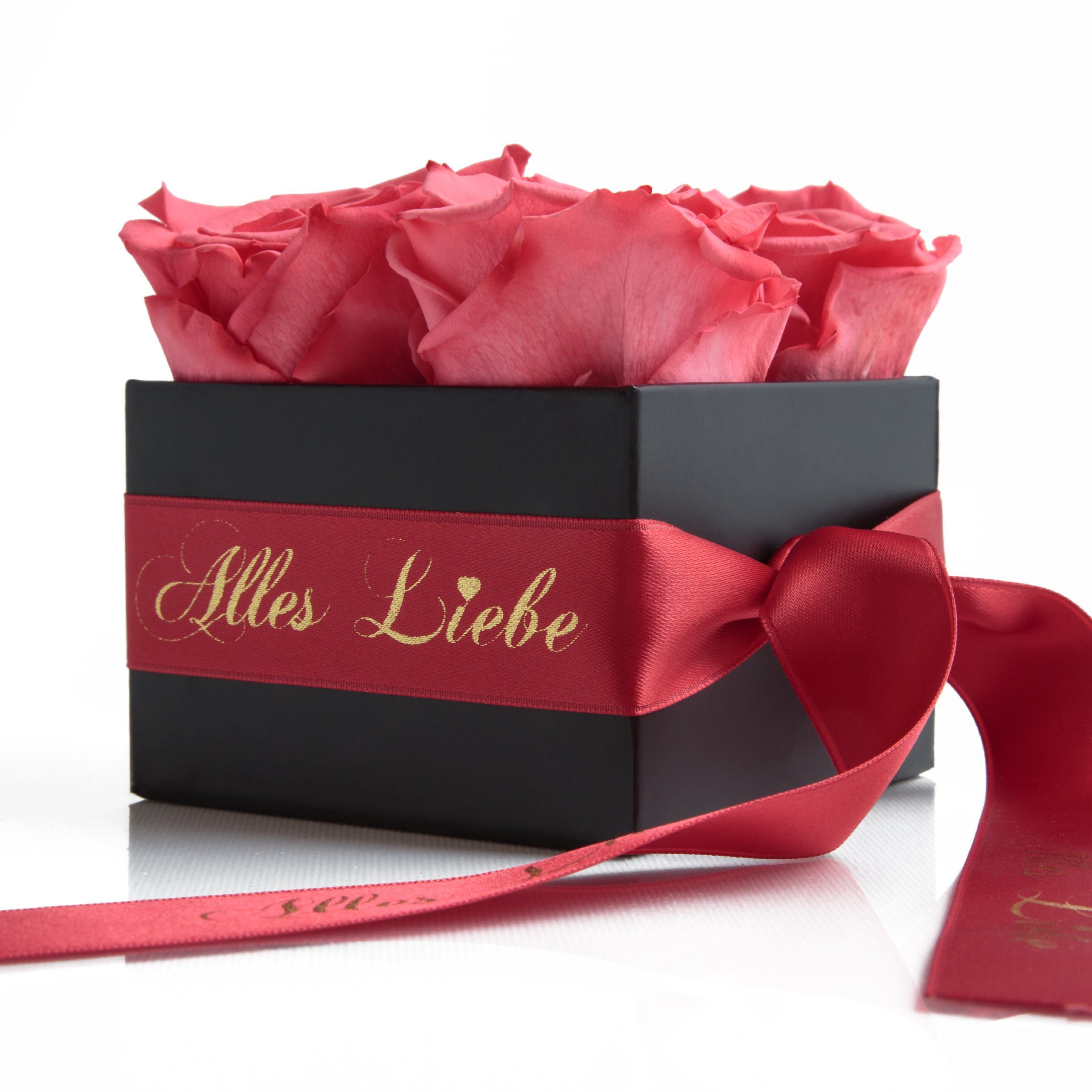 Kunstblumenstrauß Alles Liebe Rosenbox Infinity Rosen echte konservierte Blumen Rose, ROSEMARIE SCHULZ Heidelberg, Höhe 8.5 cm, Muttertag Geschenk, Made in Germany