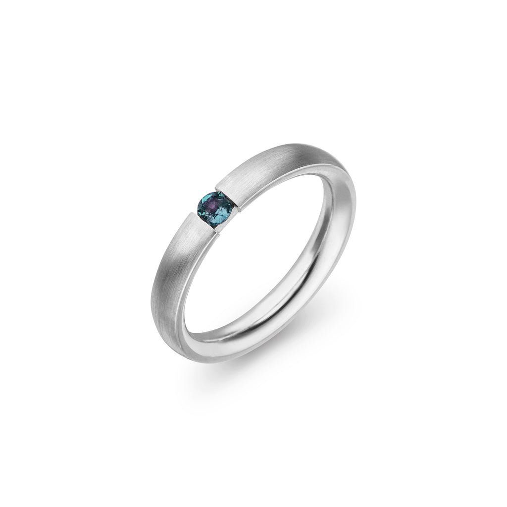 SKIELKA DESIGNSCHMUCK Silberring Silber Ring mit natürlichem Alexandrit 3,3 mm (Sterling Silber 925) (1-tlg), hochwertige Goldschmiedearbeit aus Deutschland | Silberringe