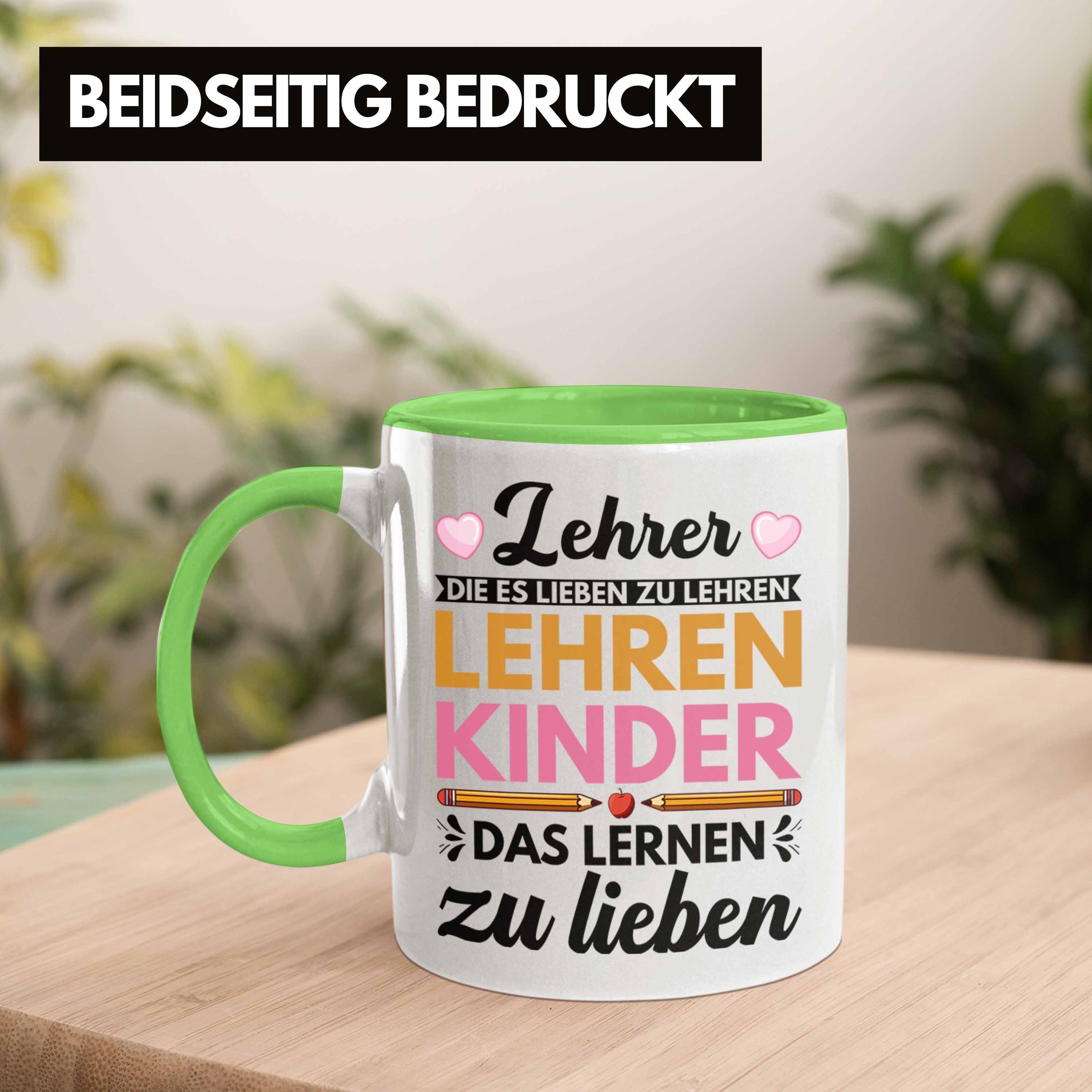 Lehrerin zum Lehrer Klassenlehrerin Abschiedsgeschenk Abschied - Trendation Tasse Geschenk Grün Tasse Danke Geschenkidee Trendation