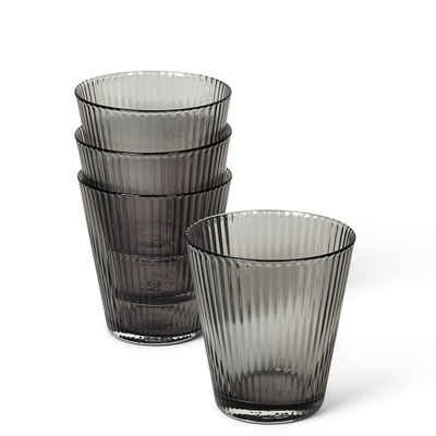 Rosendahl Glas »Grand Cru in Smoke; Tumbler für je 260 ml; Wasserglas / Saftglas aus mundgeblasenem Glas mit Rillen-Struktur; 4er Set«, Glas, Aus mundgeblasenem Glas