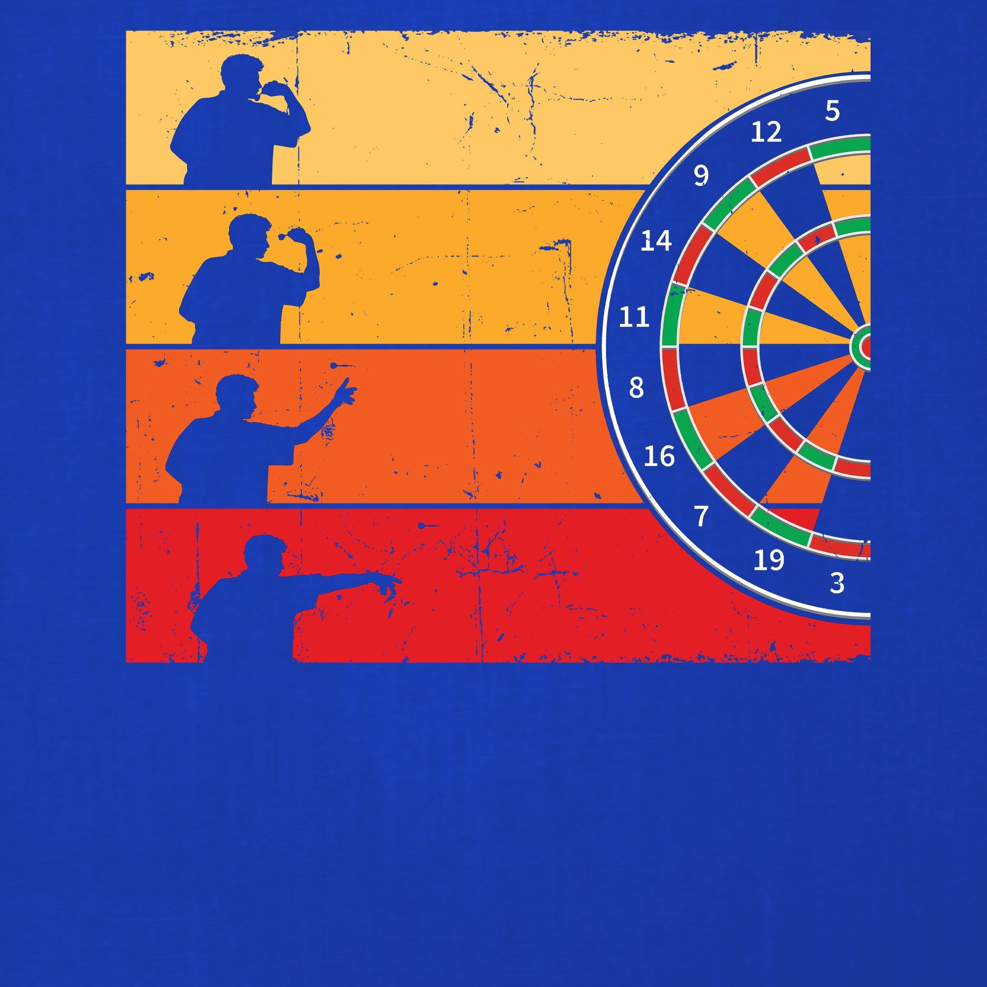 Dart Quattro Dartscheibe Formatee Dartspiel T-Shirt Dartpfeil (1-tlg) Dartspieler Blau Kurzarmshirt - Herren