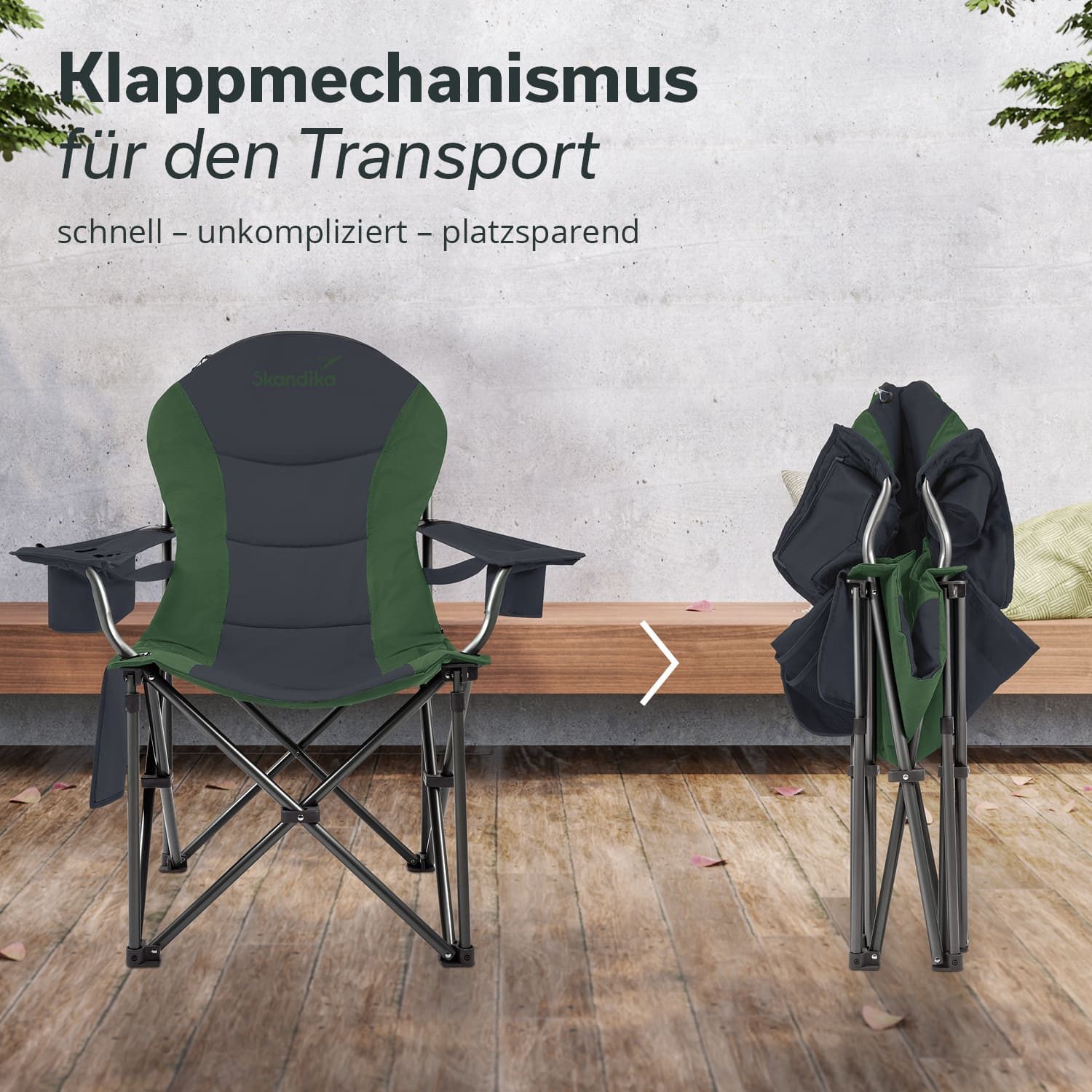 Skandika Campingstuhl Relax Comfort, Klappstuhl, Faltsessel, Anglerstuhl, Gartenstuhl (Max. Nutzergewicht 160 kg, Reißverschlussfach im Kopfteil, Tragetasche),  – Bild 5 von 5