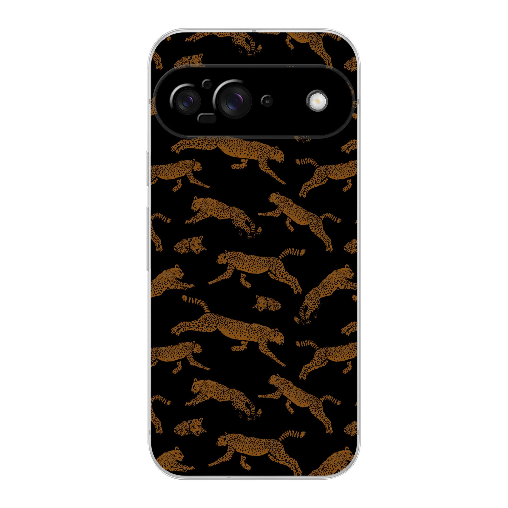 MuchoWow Handyhülle für Google Pixel 9 Panther - Muster - Tiere - Schwarz - Braun, Handy Case, Silikon, Bumper Case Dünn