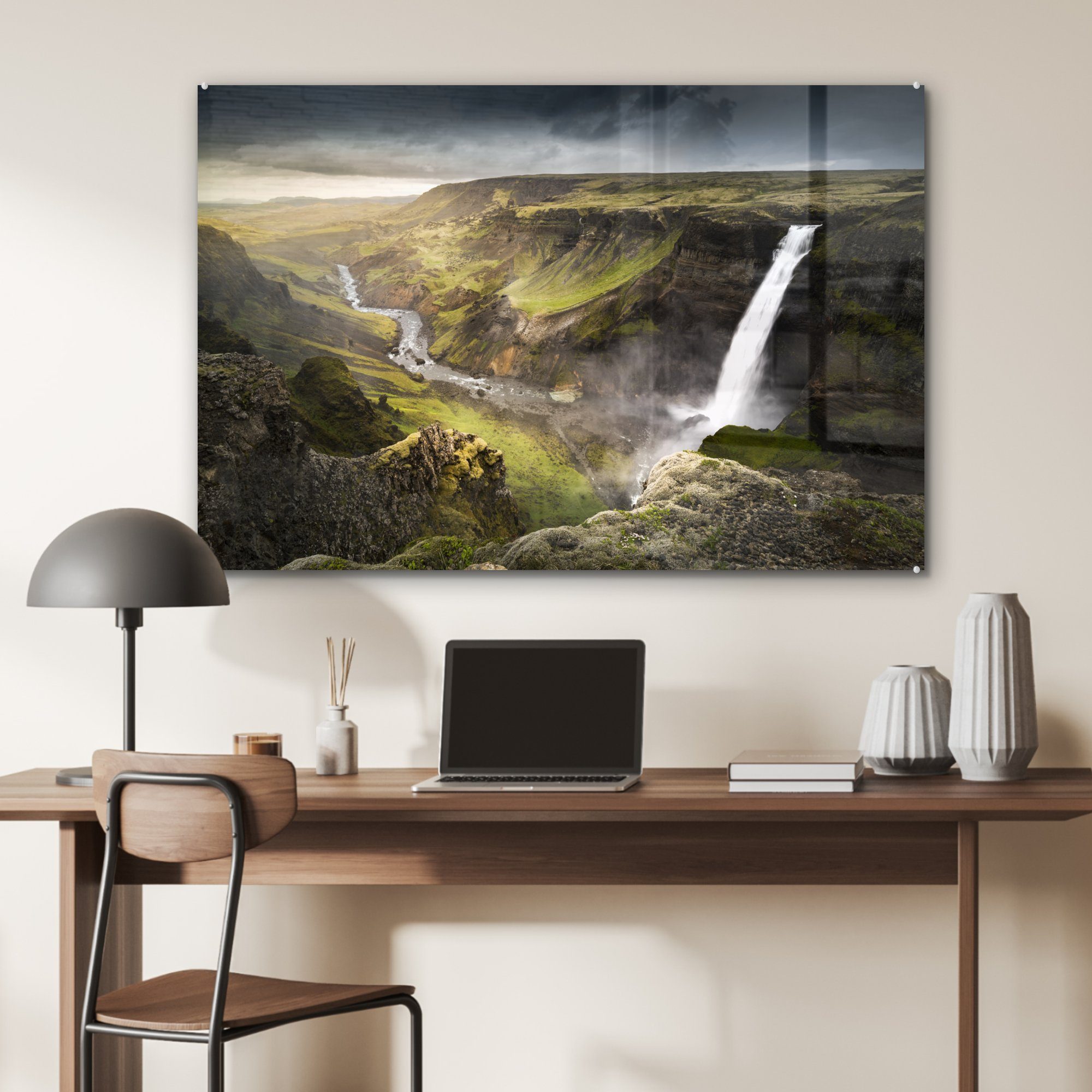 & Acrylglasbild Acrylglasbilder Wolken, - Wasserfall Schlafzimmer Wohnzimmer - St), (1 Skandinavien MuchoWow
