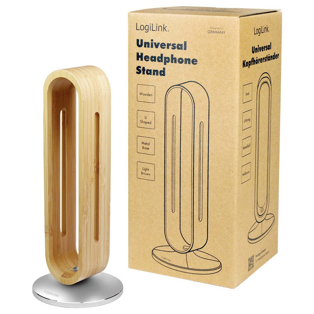 LogiLink Kopfhörerständer LogiLink AA0194 Kopfhörerständer Hellbraun, Silber