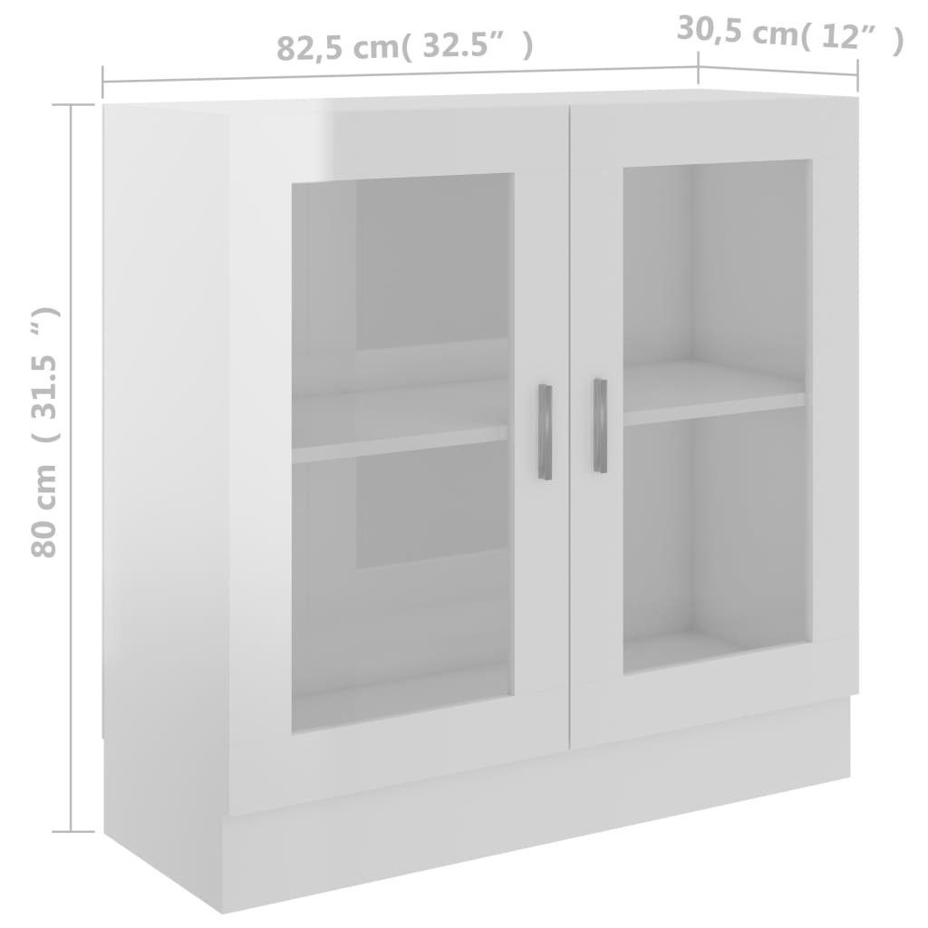 82,5x30,5x80 Bücherregal furnicato Hochglanz-Weiß cm Vitrinenschrank Holzwerkstoff