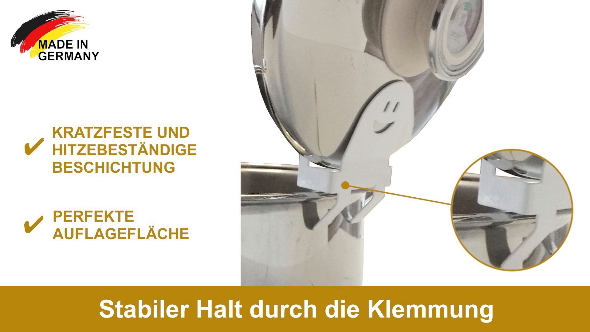 Kochtopf KDR Kochgeschirr, Halter Produktgestaltung Überkochschutz Topfdeckelhalter Ablage (1-tlg) Kochlöffel
