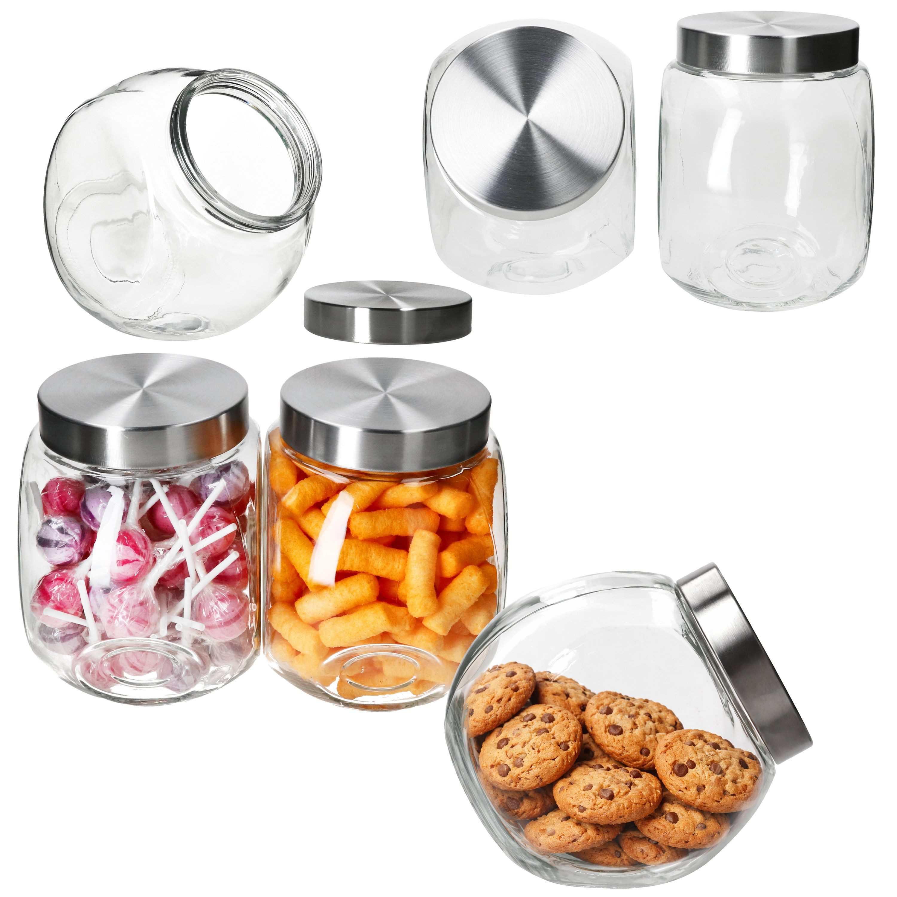 MamboCat Vorratsglas MamboCat 6x Dora Keksglas 2L Bonbonniere Glasdose Metall-Deckel, Glas