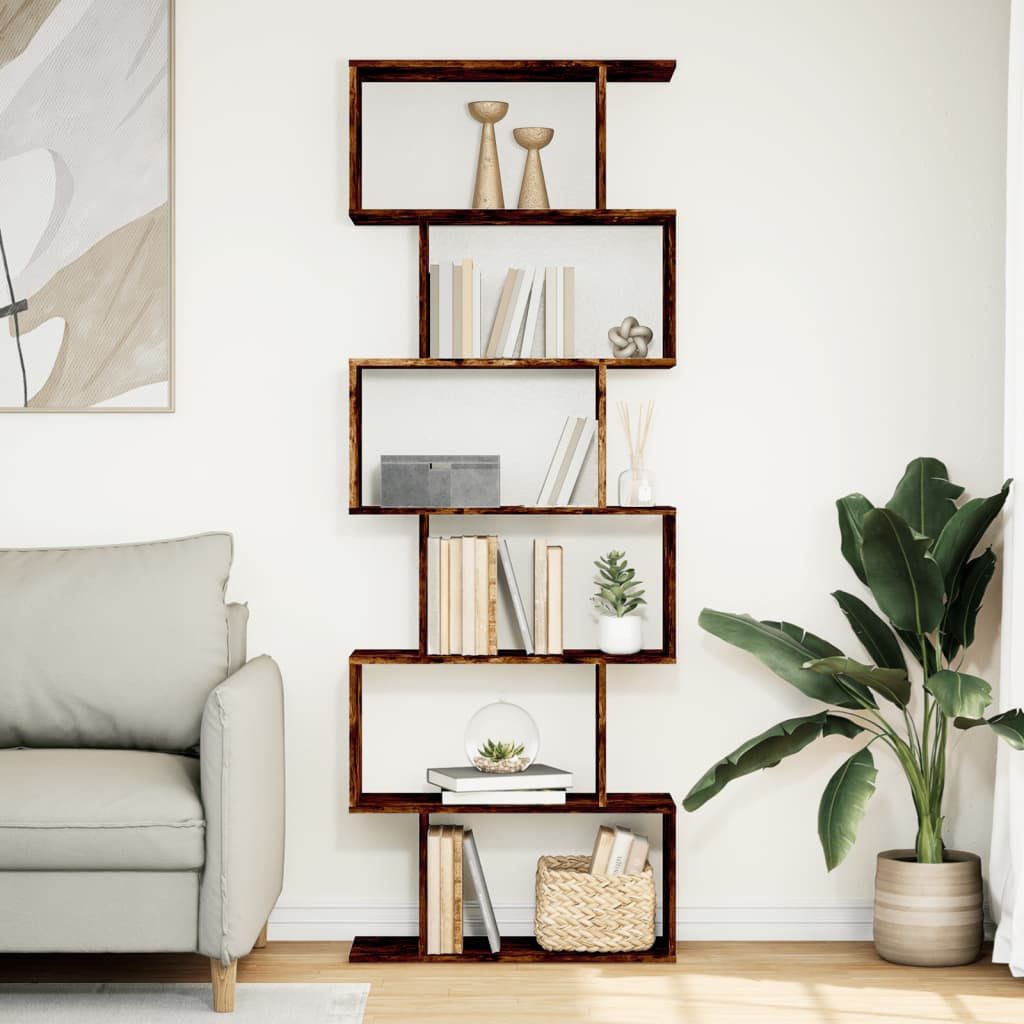 vidaXL Bücherregal Raumteiler-Bücherregal 6 Etagen Räuchereiche günstig online kaufen