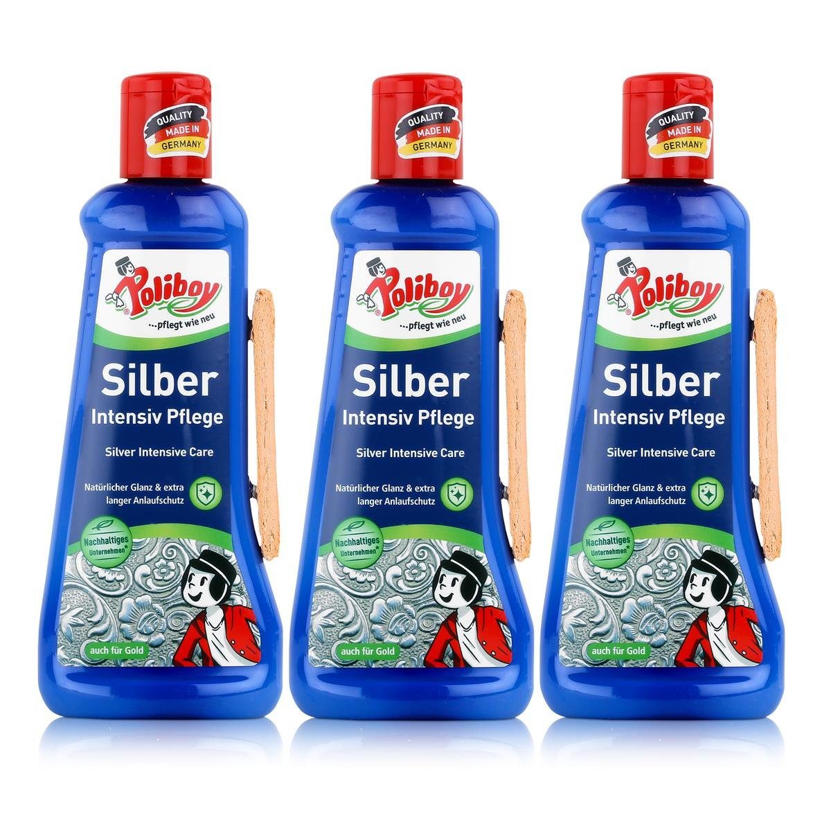 Poliboy Silber Intensiv Pflege 200ml - Für Silber & Gold (3er Pack) Spezialwaschmittel