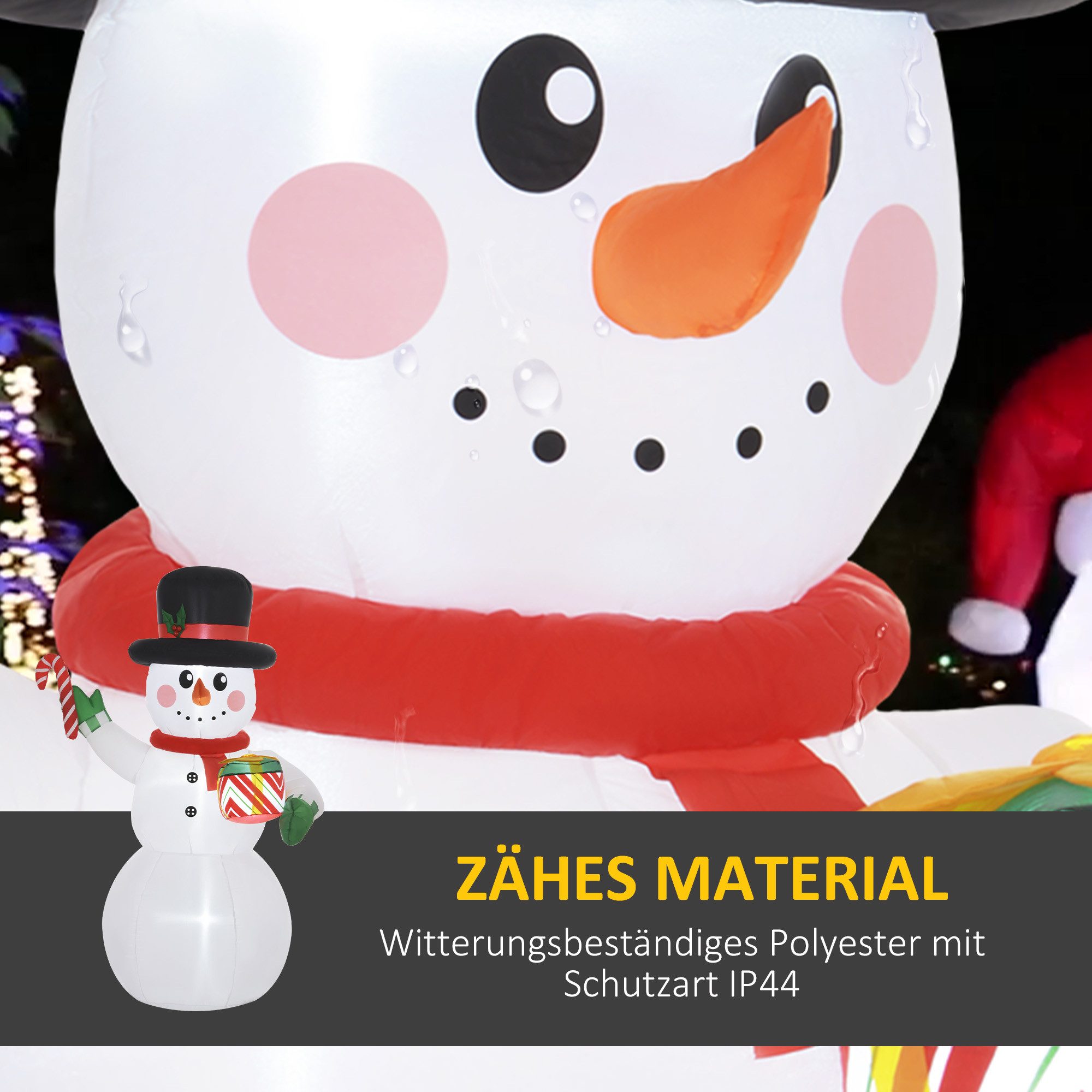 Outsunny Weihnachtsfigur Aufblasbarer Schneemann mit Zuckerstange, LED-Leuchte, Gebläse (Selbstaufblasende Weihnachtsbeleuchtung, 1 St., Aufblasbarer Weihnachts – Bild 5 von 5
