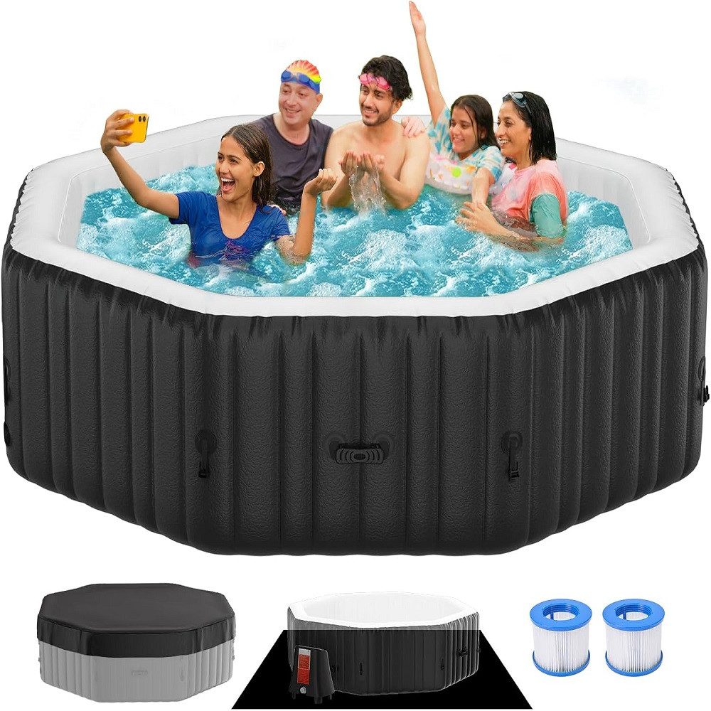 Meulbaty Whirlpool Tragbarer, aufblasbarer Whirlpool für 6 Personen, (1-tlg), mit 130 Luftdüsen für Terrasse und Garten