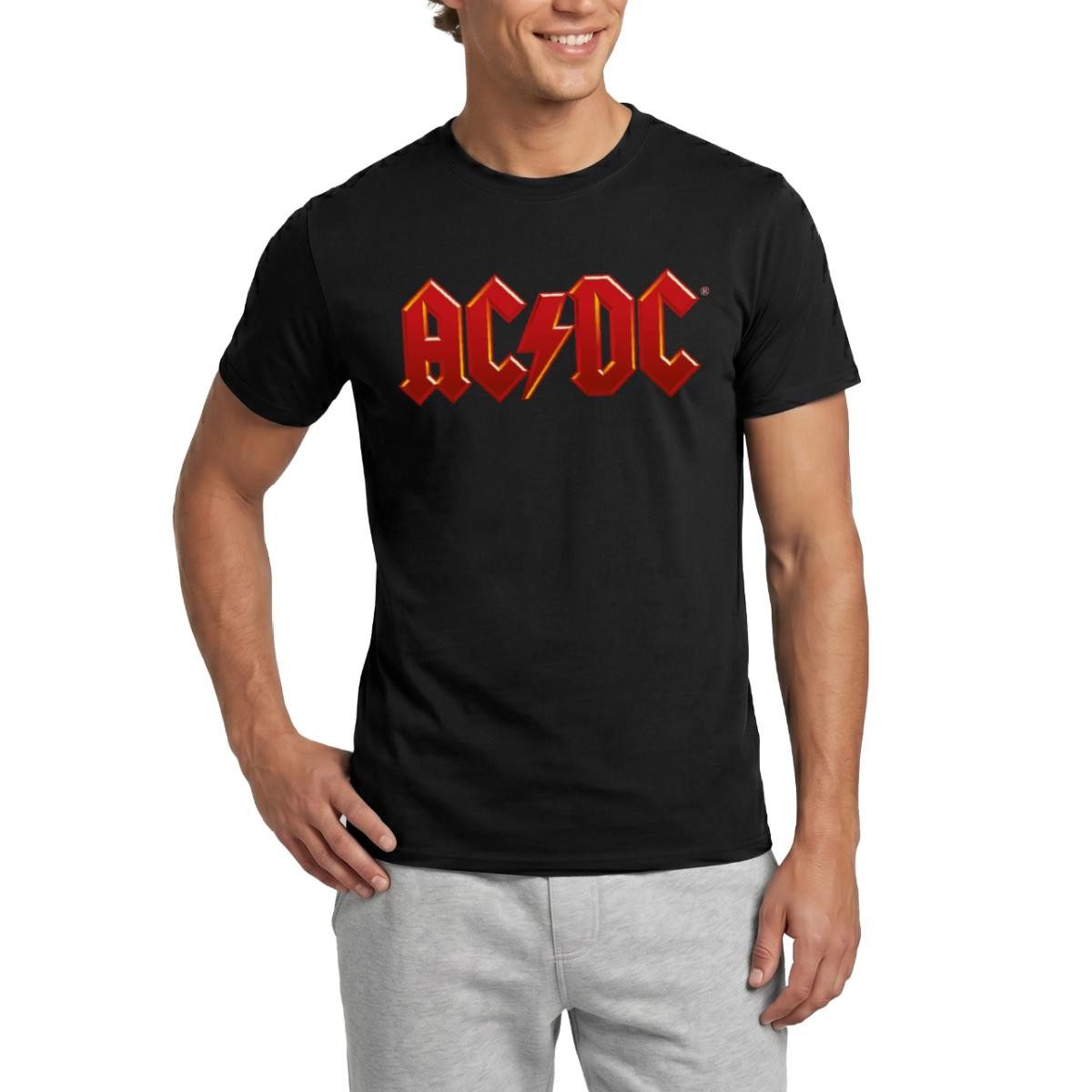 Spreadshirt T-Shirt AC/DC Klassisches Logo Mit Blitz Männer T-Shirt (1-tlg)