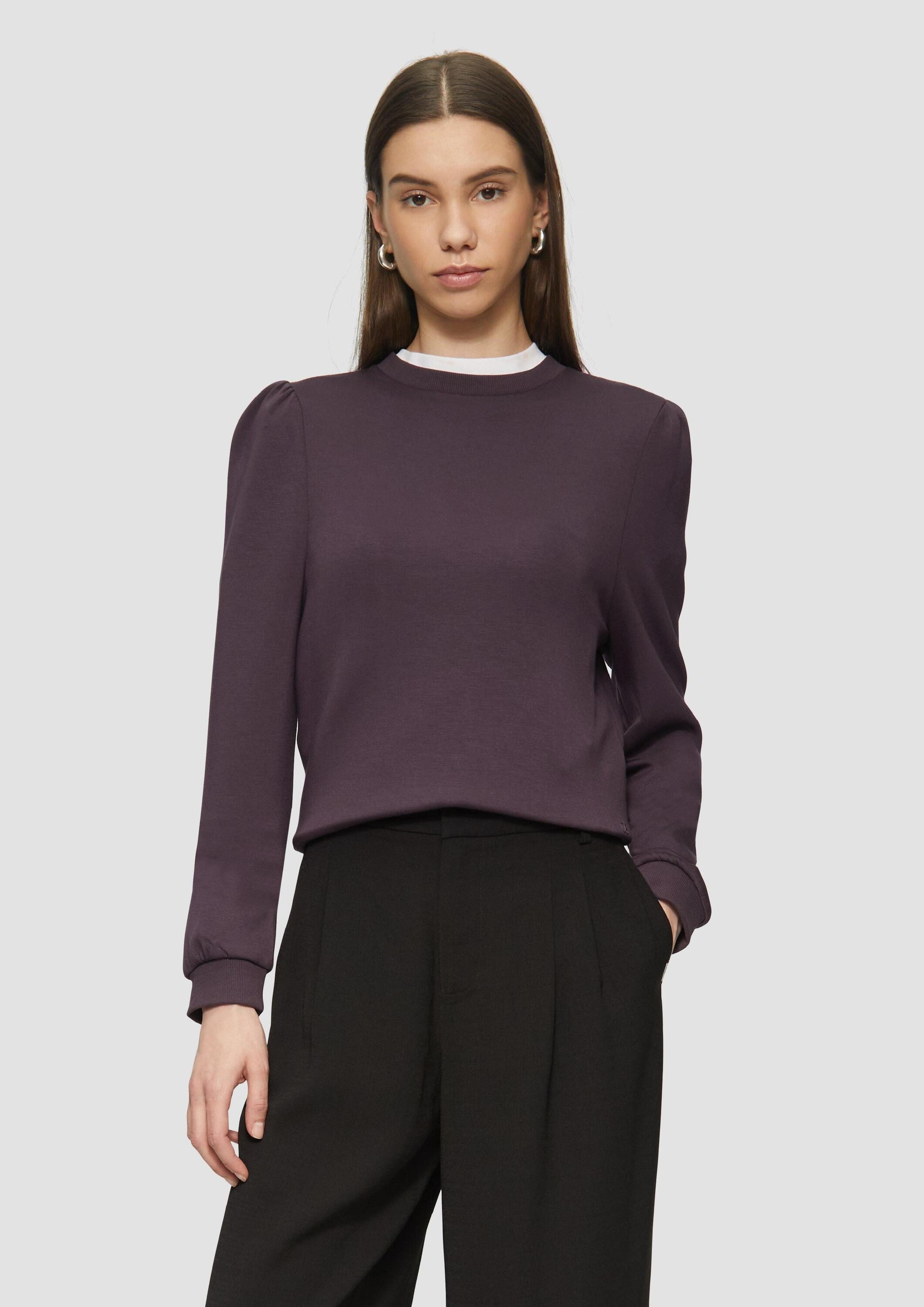 QS Sweatshirt Sweatshirt Viskosemix-Sweatshirt mit Puffärmeln günstig online kaufen