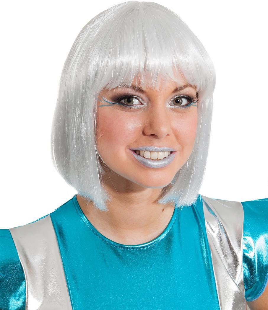 Orlob Kunsthaarperücke Perücke Space-Girl weiß silber