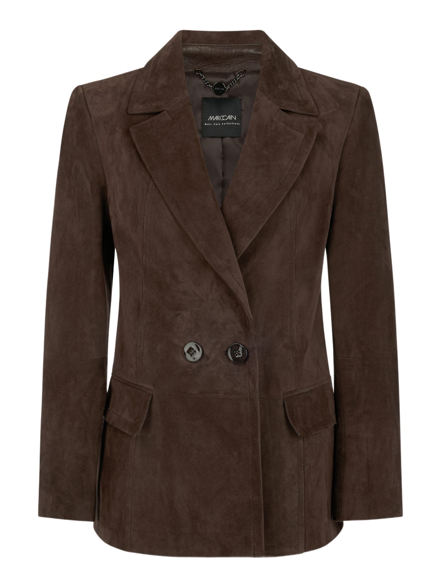 Marc Cain Jackenblazer BC.1 - B - Fading Flowers braun,Casual,Leder,Unifarben,Reverskragen,Langarm,Tailliert