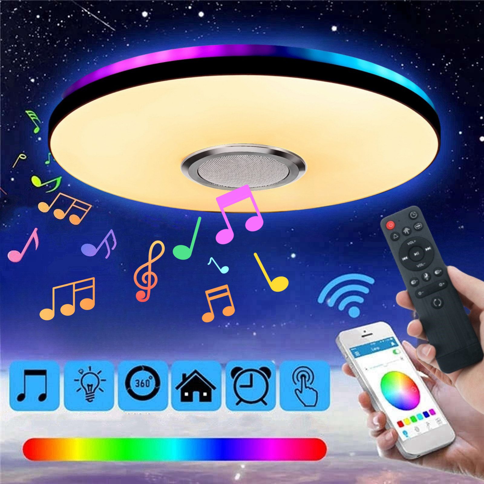 LETGOSPT Deckenleuchte LED Deckenlampe RGB Bluetooth günstig online kaufen