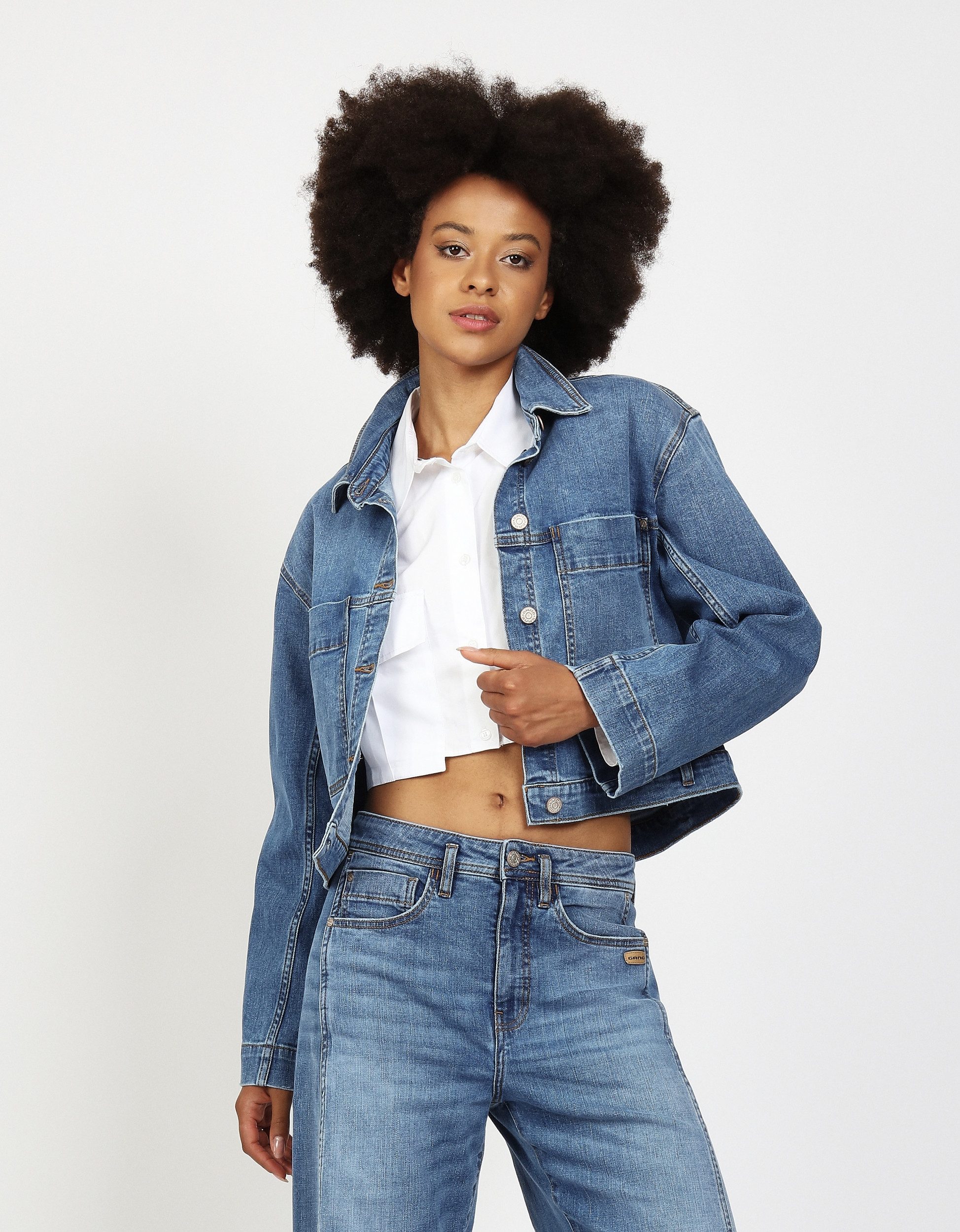 GANG Jackenblazer 94TINA JACKET - Damen Jeansjacke - kurze Denimjacke - Übergangsjacke