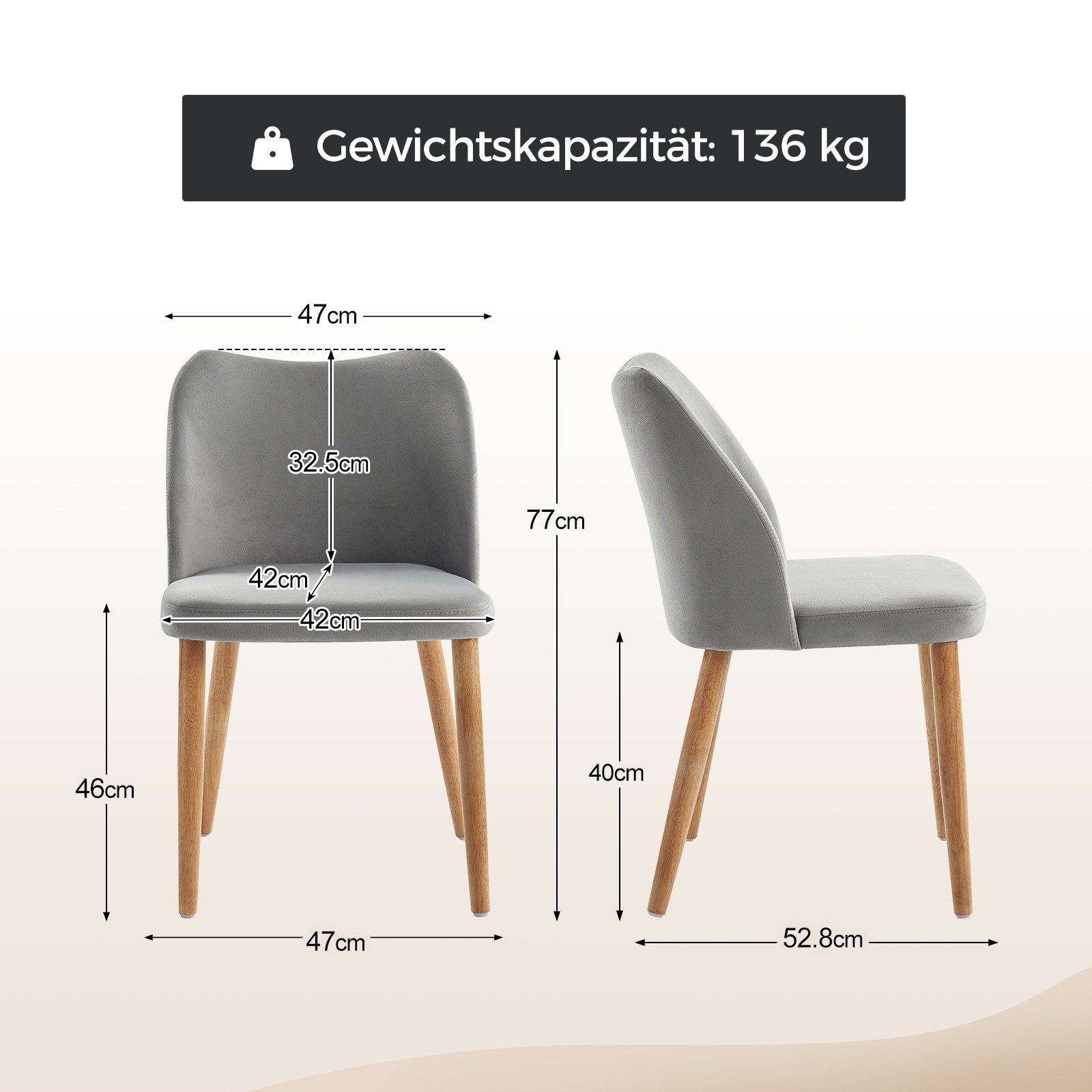 HULALA HOME Stuhl 2er Set Esszimmerstühle, günstig online kaufen