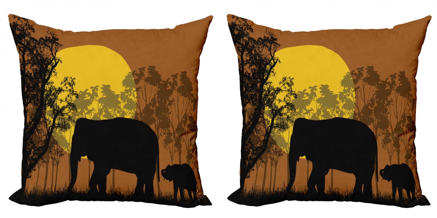 Kissenbezüge Modern Accent Doppelseitiger Digitaldruck, Abakuhaus (2 Stück), Elefant Tiere und Bäume | Kissenbezüge