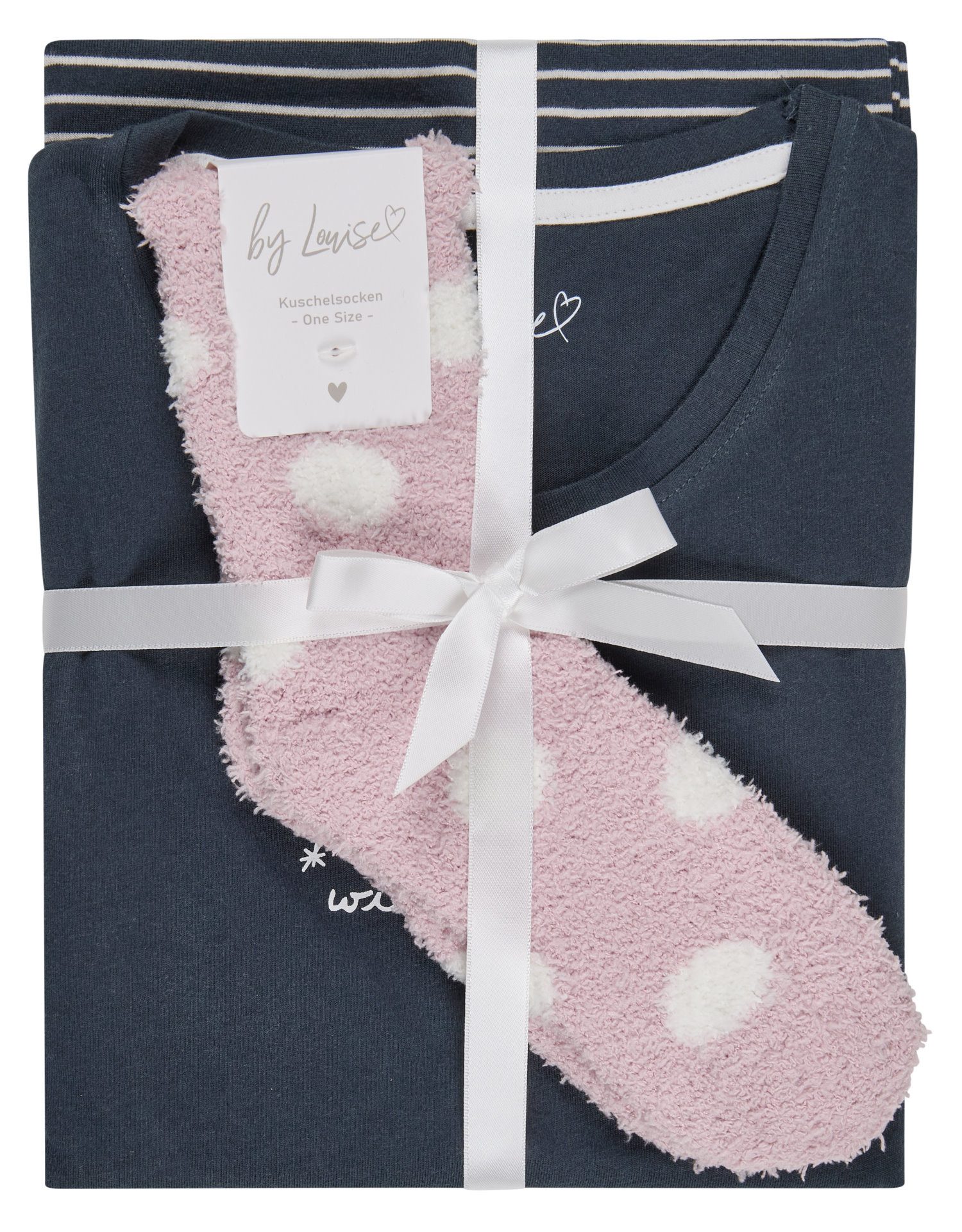 By Louise Schlafanzug Damen Pyjama mit Socken (2 tlg) Baumwolle günstig online kaufen