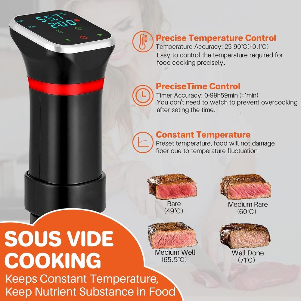 SSY Dampfgarer Sous Vide Stick-Präzisionsgarer mit LED-Display, Leiser Betrieb & Energiesparend