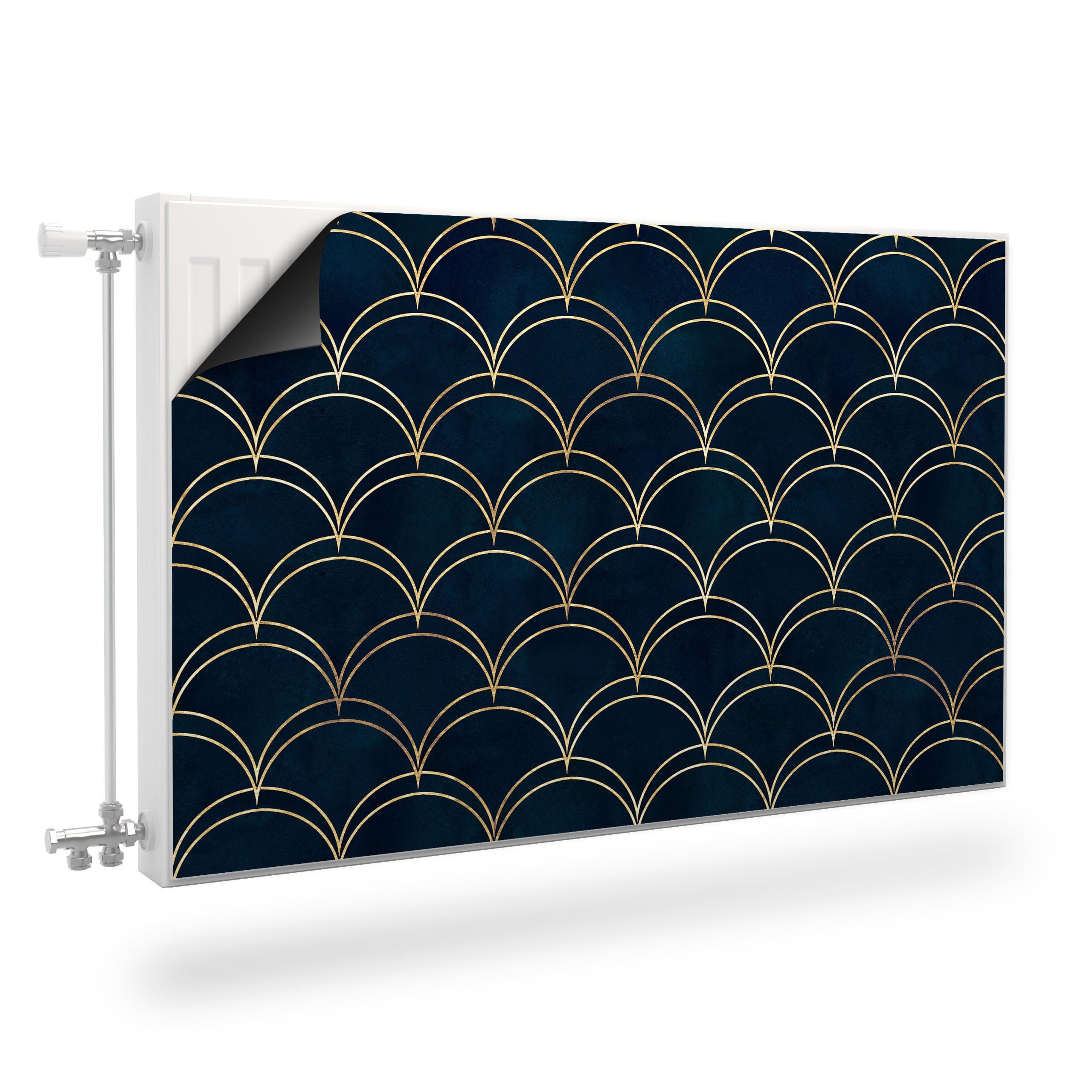 Muralo Magnetfolie Heizkörperverkleidung Marineblau Geometrisches Muster, 80x60 cm, abriebfest, abwischbar