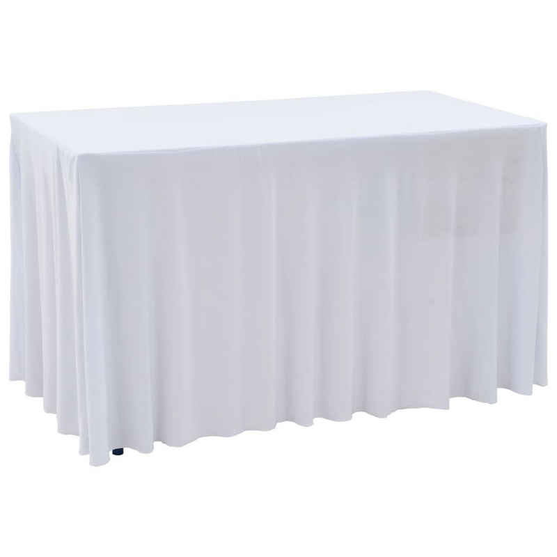 Hussen-Set 2 Stück Stretch-Tischdecken mit Rand Weiß 120 x 60,5 x 74 cm, vidaXL